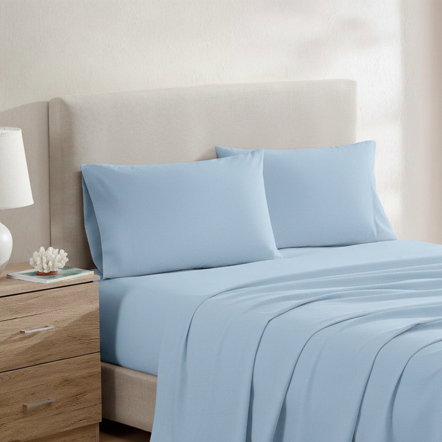 Juego de sábanas 4 piezas king celeste