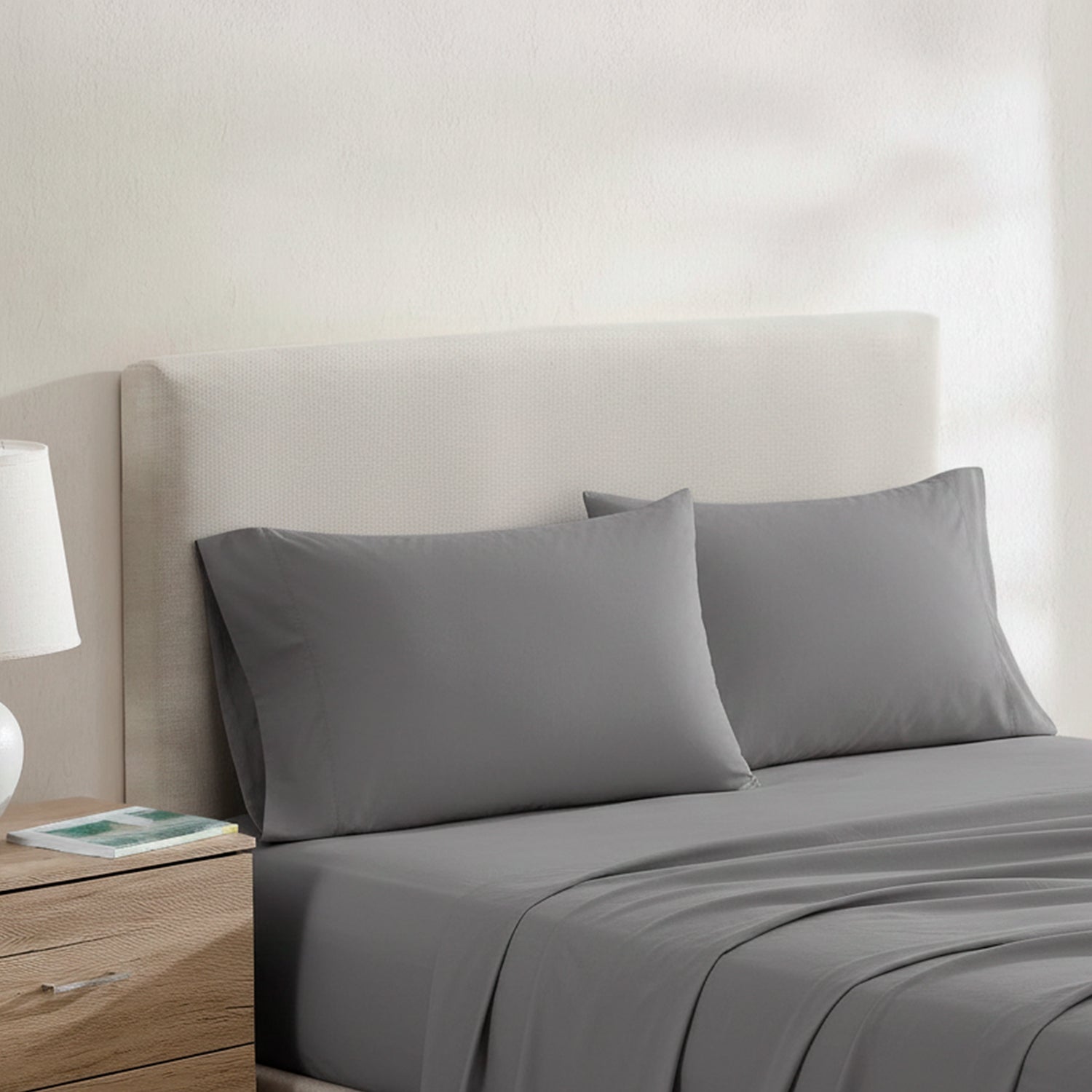 Juego de sábanas 4 piezas king gris oscuro
