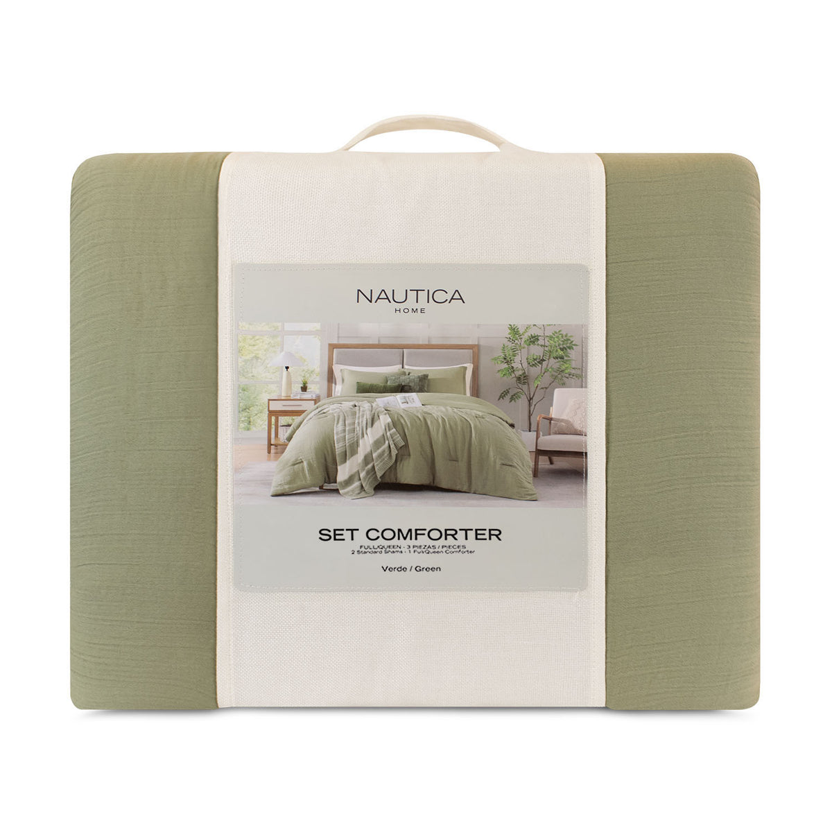 Cubrecama King reversible + Fundas verde oliva
