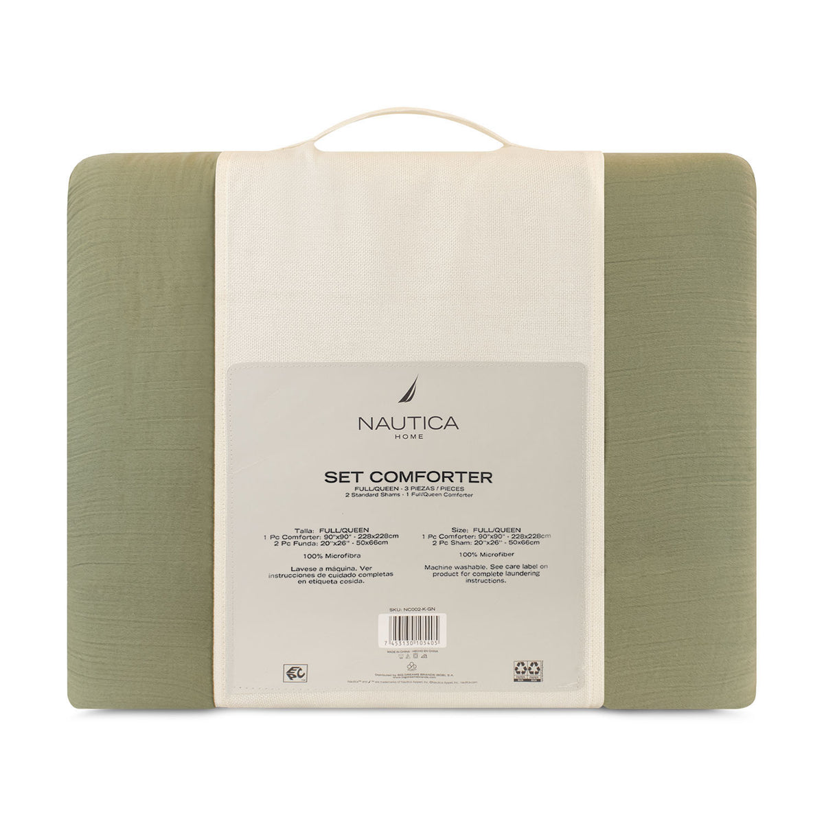 Cubrecama King reversible + Fundas verde oliva