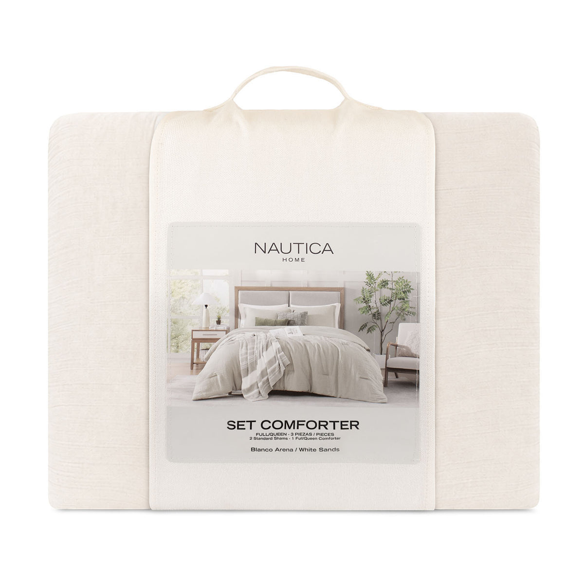 Cubrecama King reversible + Fundas blanco arena