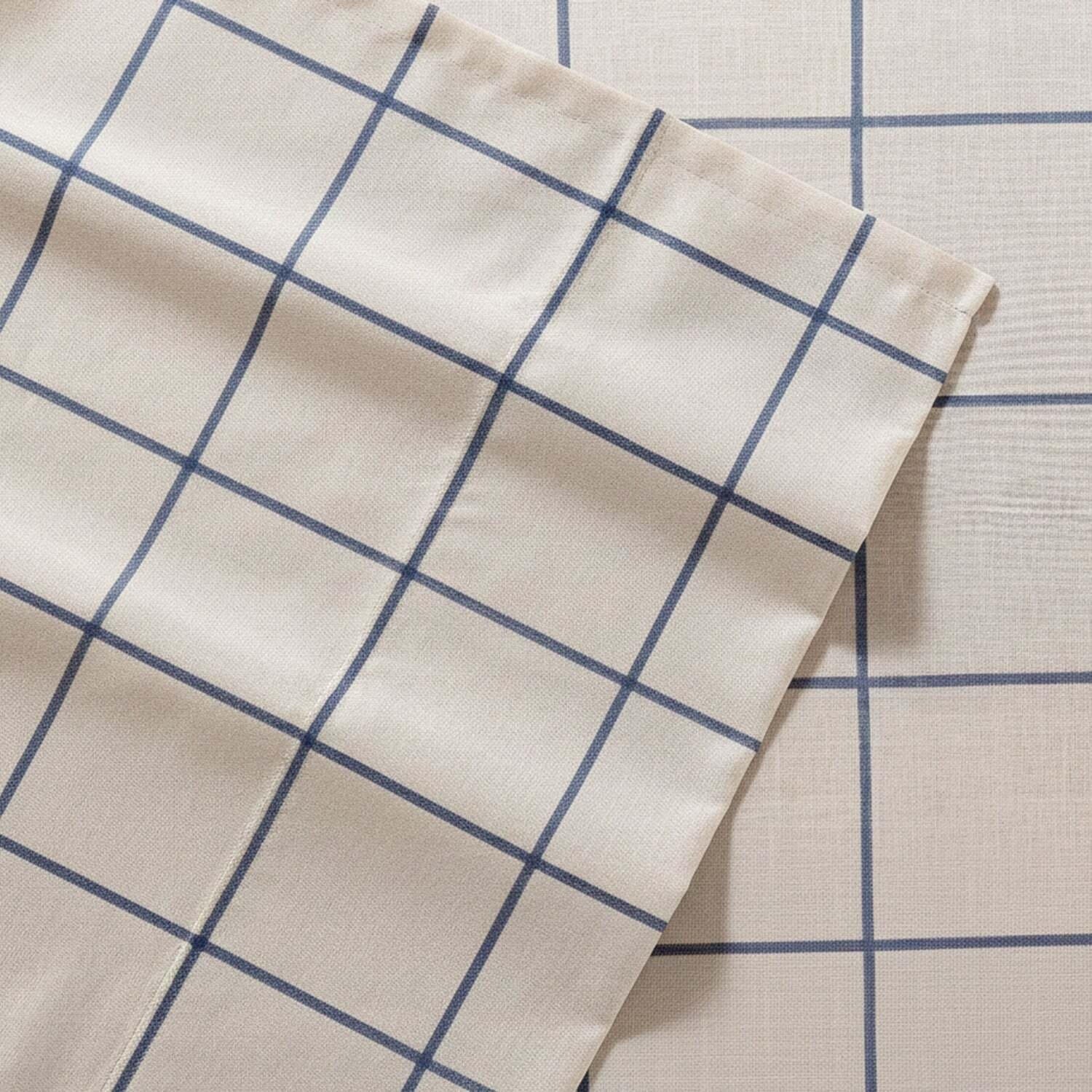 Juego de sábanas 4 piezas king a cuadros blanco