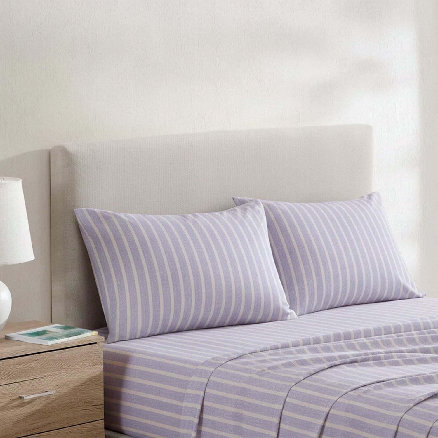 Juego de sábanas 4 piezas king líneas celeste