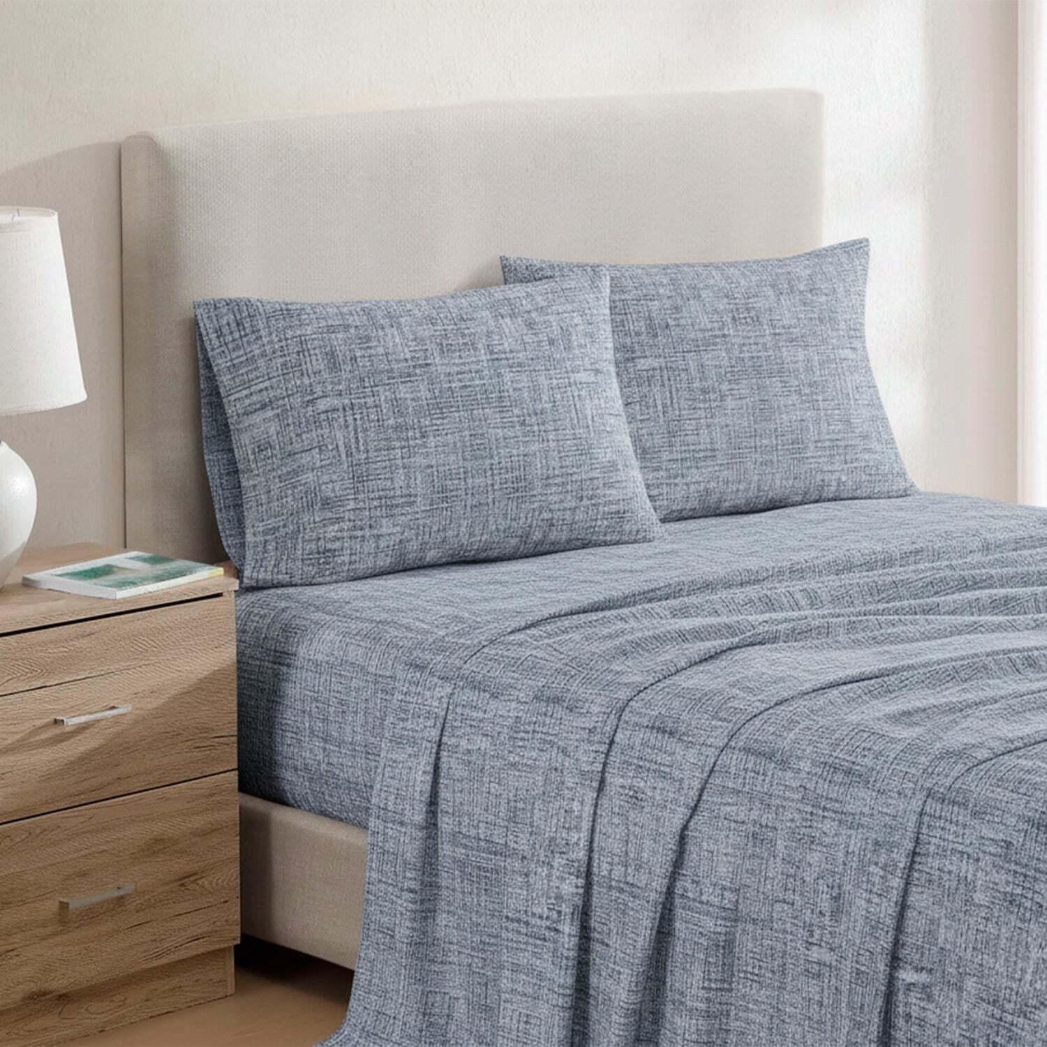 Juego de sábanas 4 piezas 2 plazas textura azul