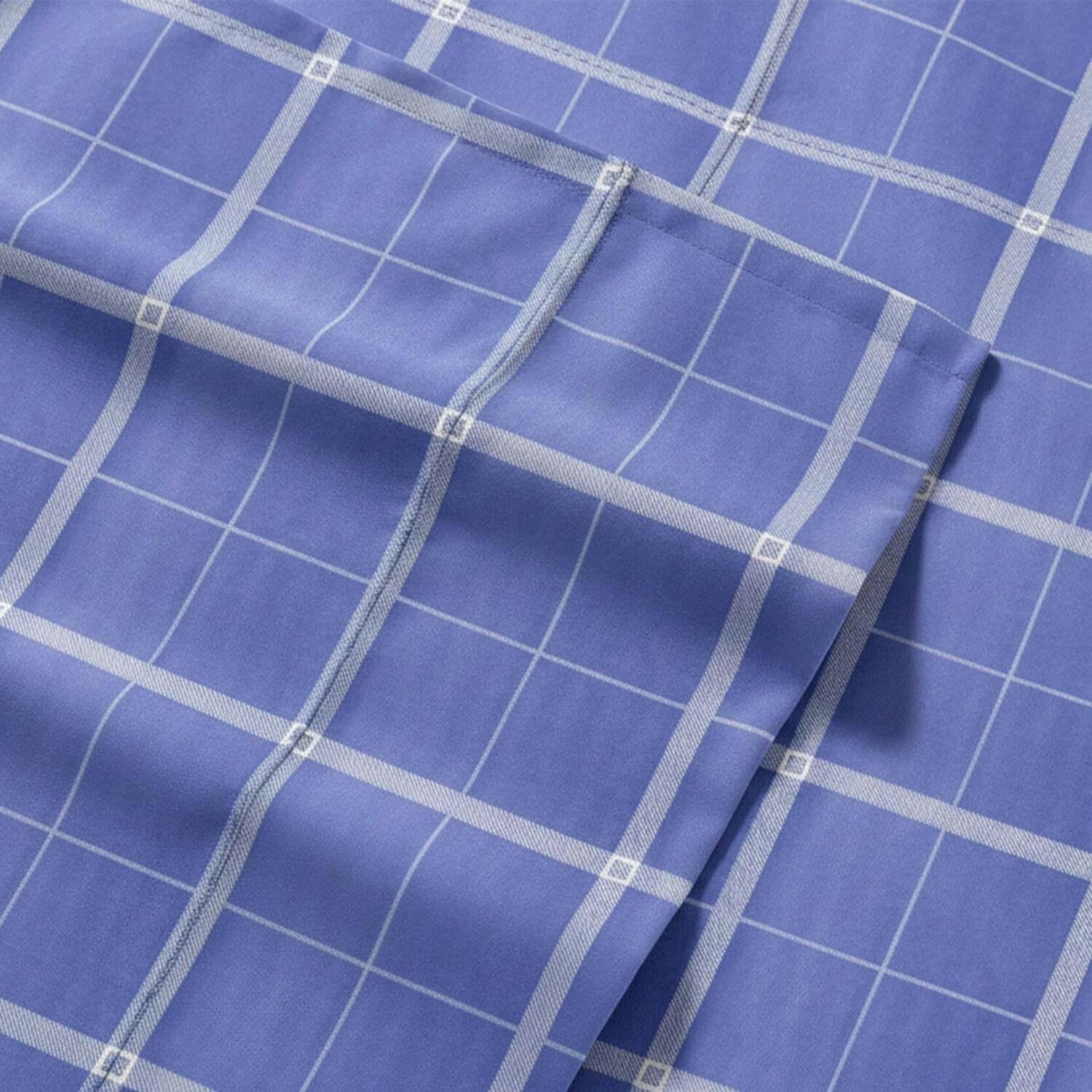 Juego de sábanas 3 piezas 1,5 plazas a cuadros azul