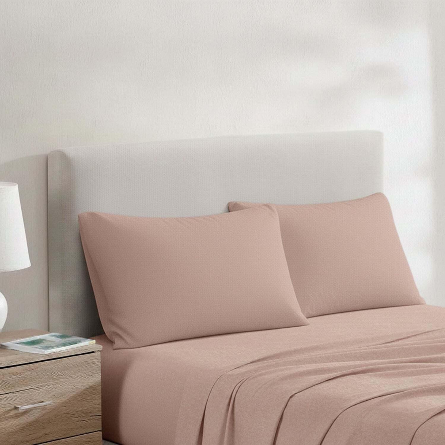 Juego de sábanas 4 piezas 2 plazas textura marrón claro