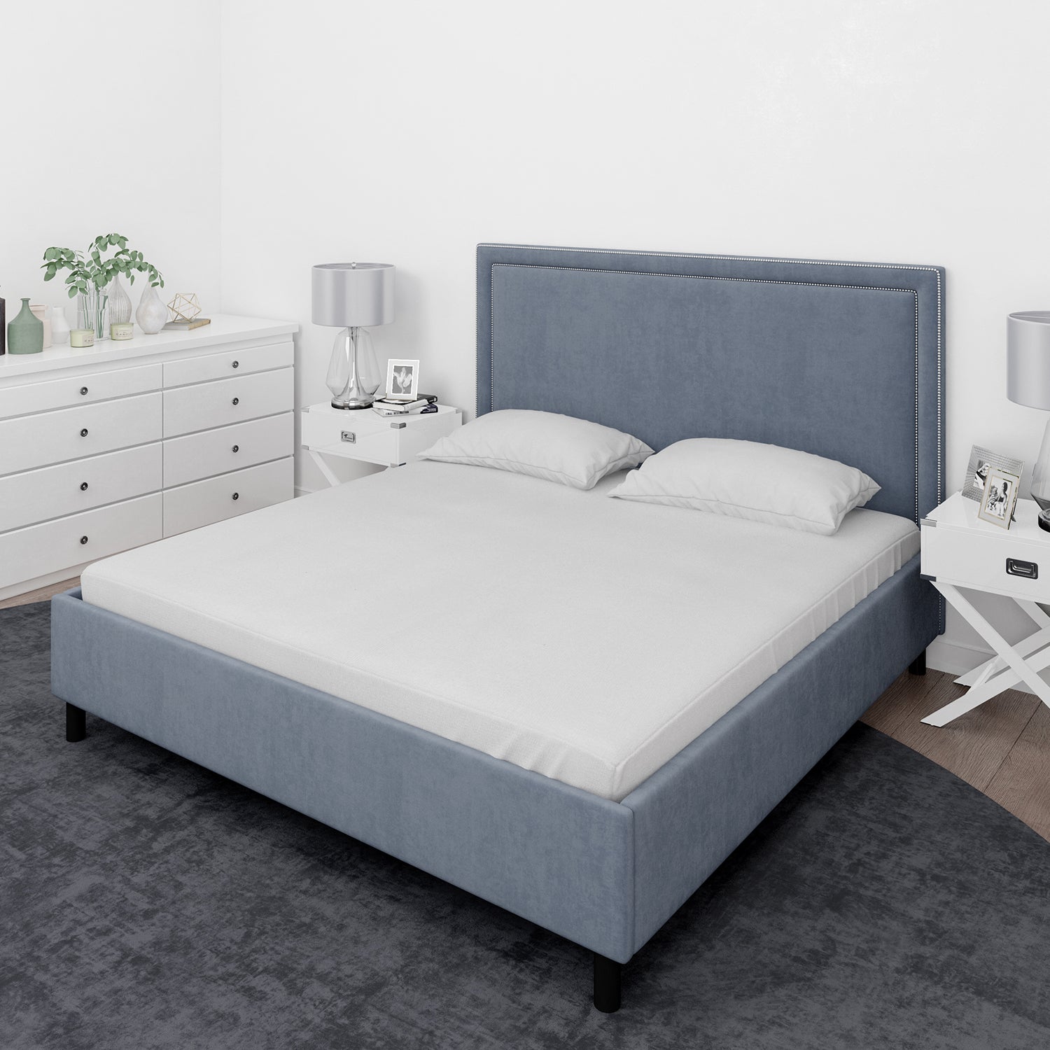 Juego de sábanas Nautica 4 piezas microfibra 2 plazas blanca