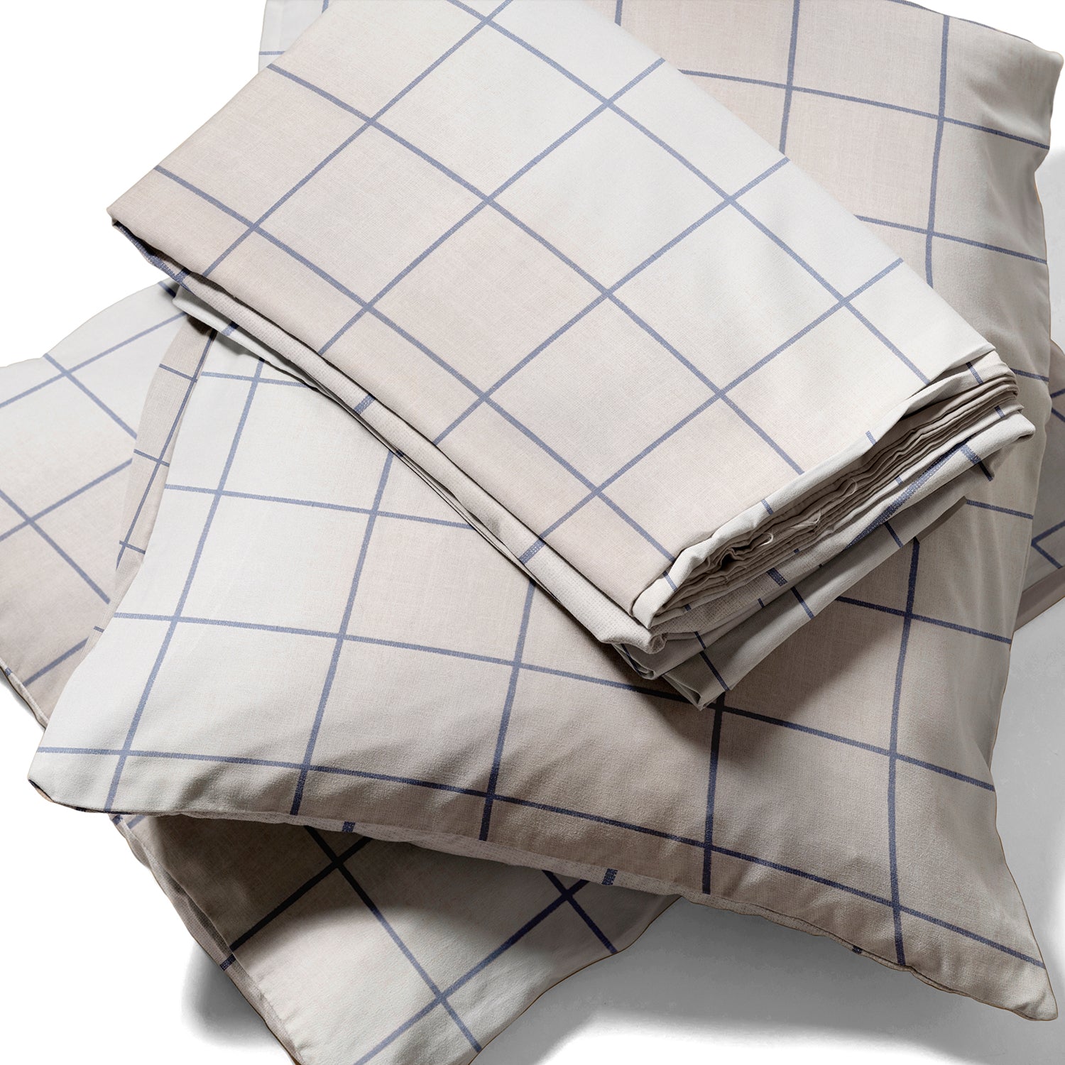 Juego de sábanas Nautica 4 piezas microfibra 2 plazas diseño a cuadros blanco