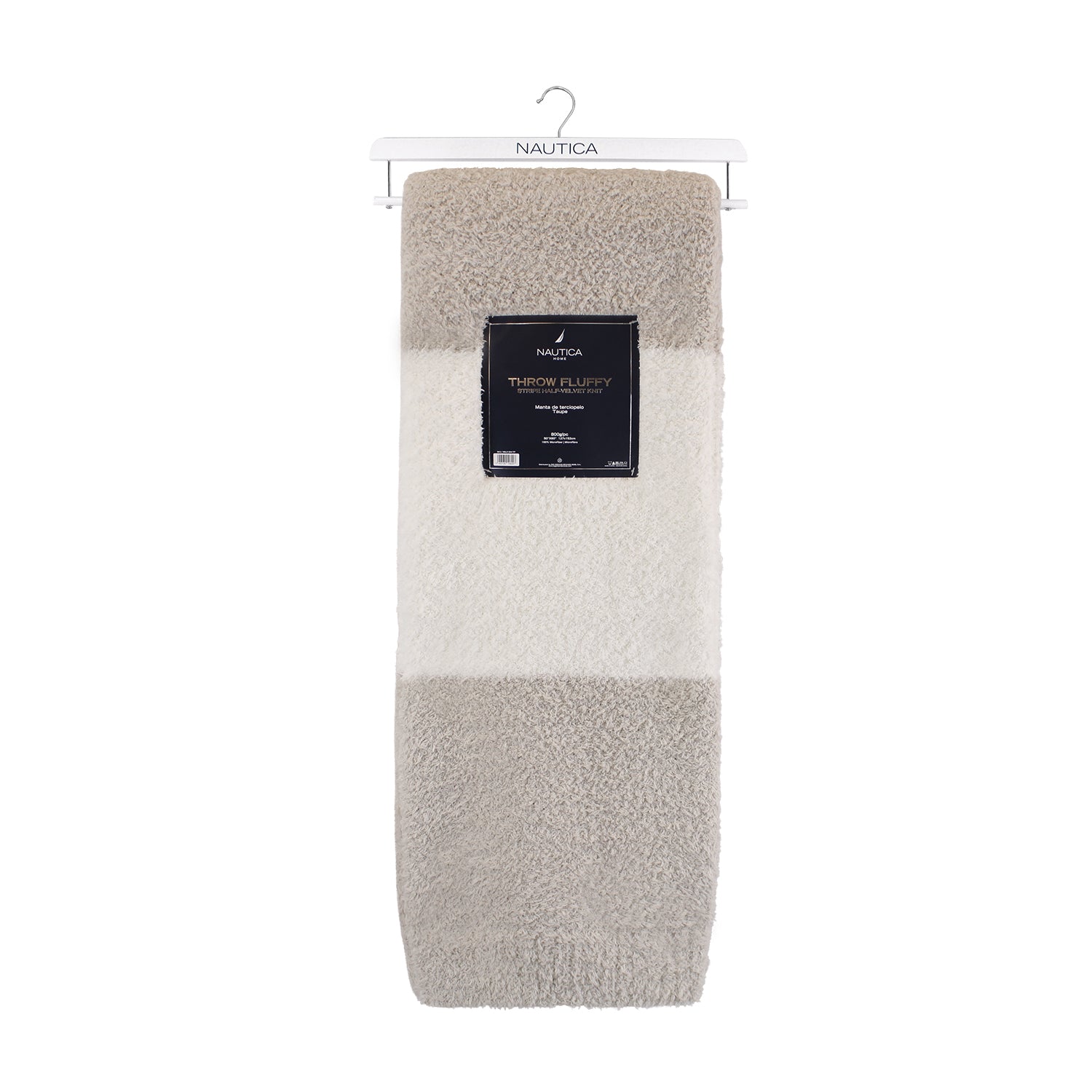 Manta de franela Nautica 127x152 Fluffy suavidad superior taupe