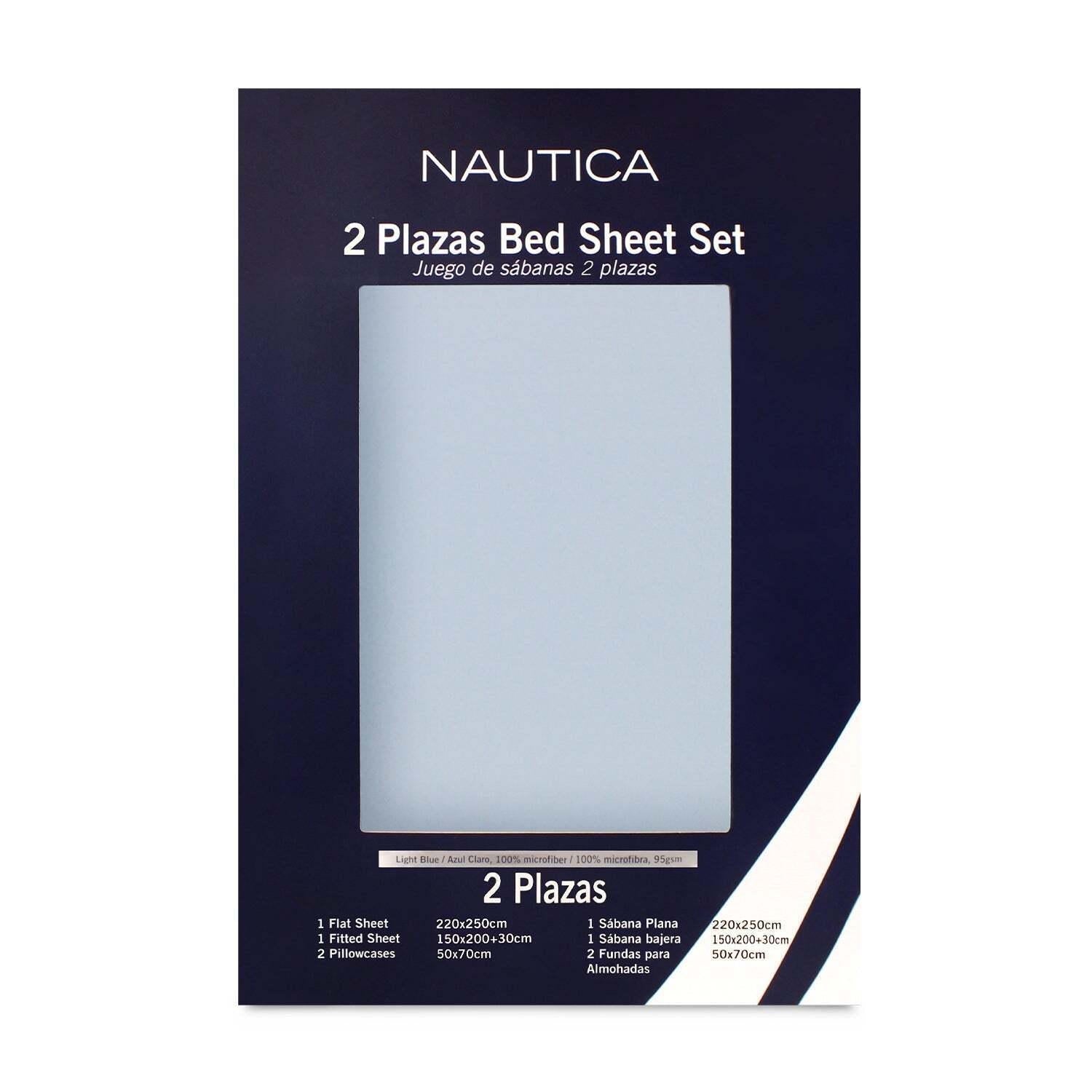 Juego de sábanas 4 piezas 2 plazas celeste