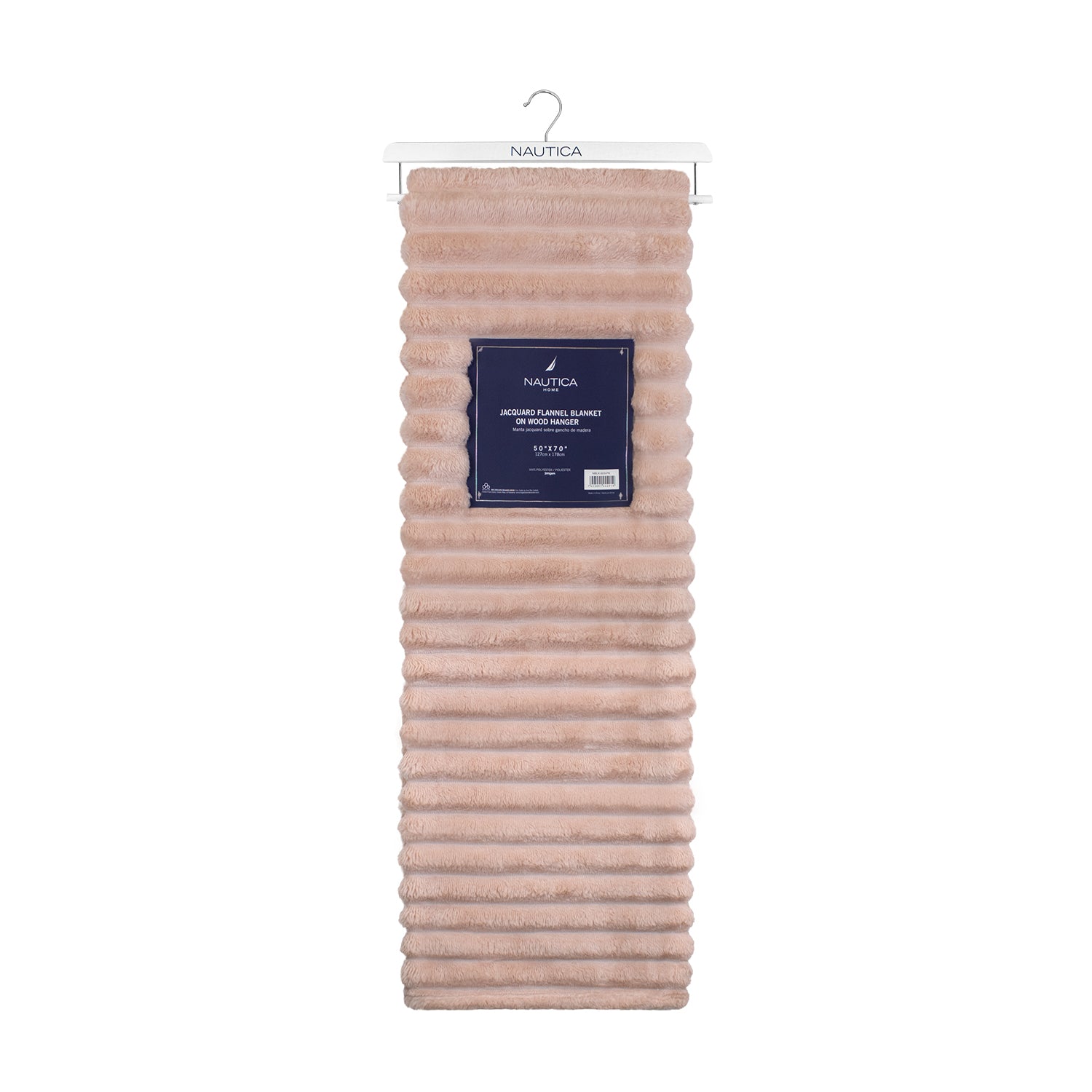 Pack 2 Mantas de cama Nautica Home Jacquard Franela ultrasuave 127x178cm rosa