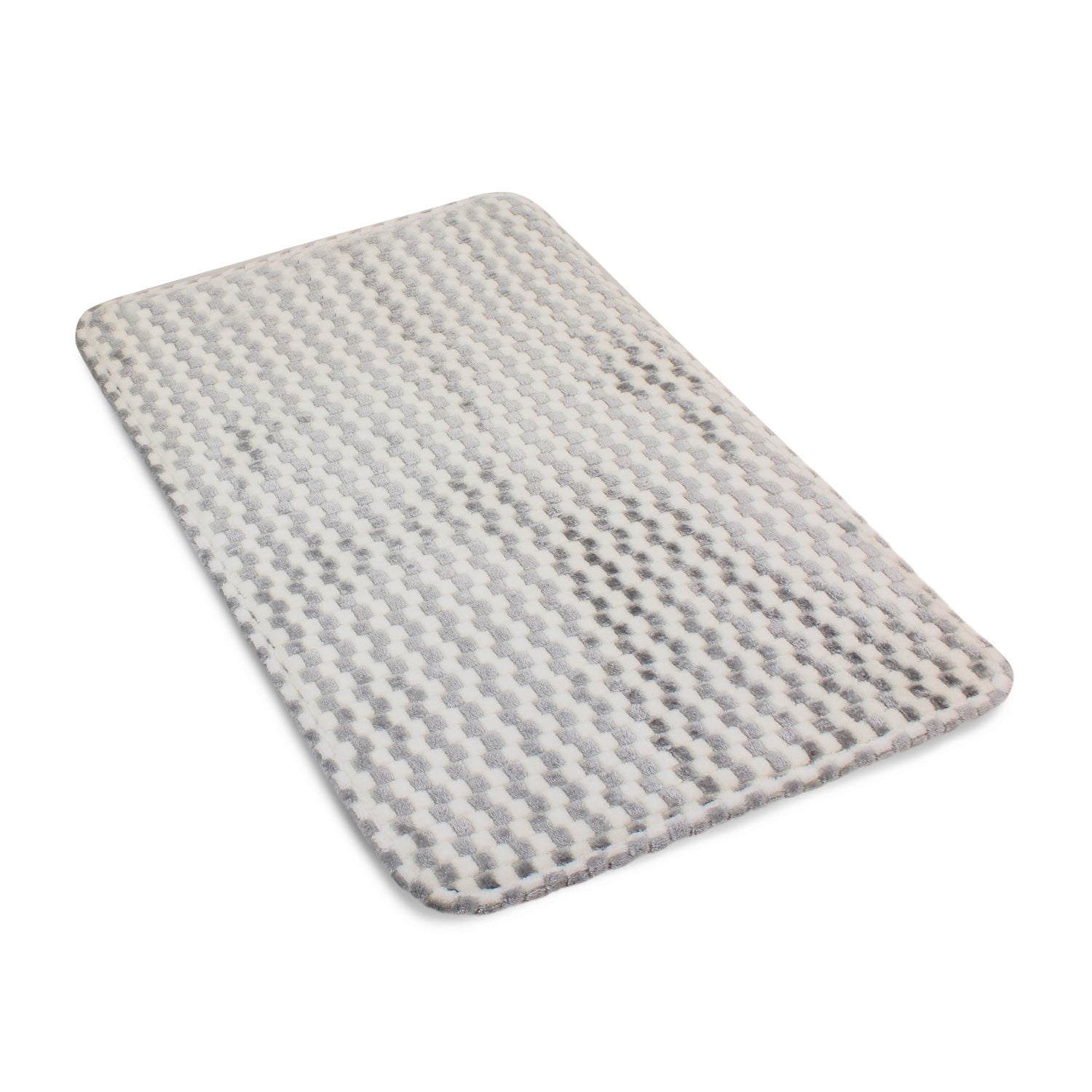 Alfombra de Baño Memory Foam 50x80 cm Cuadros Silver
