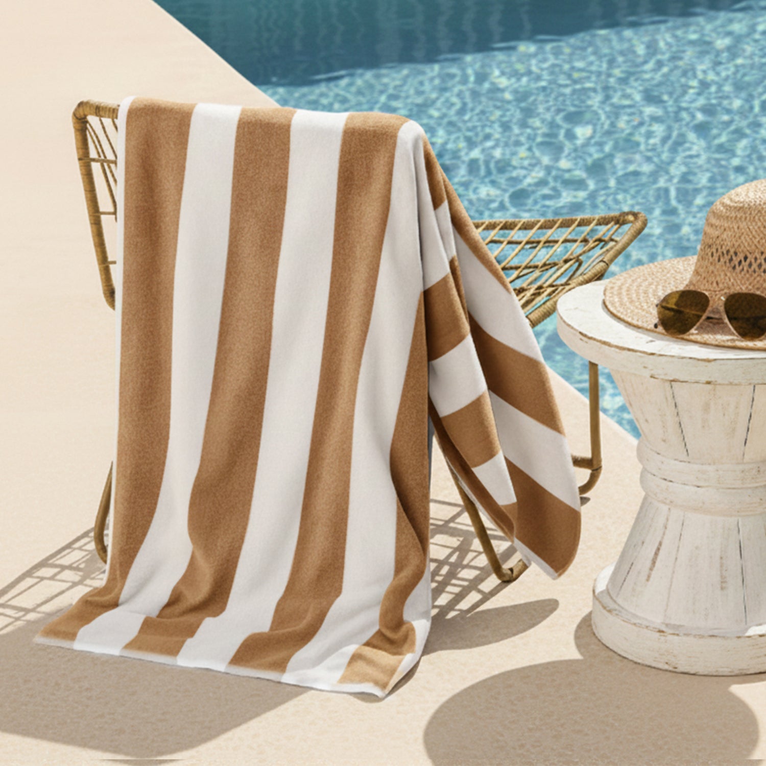 Toalla de playa Nautica Rayas beige