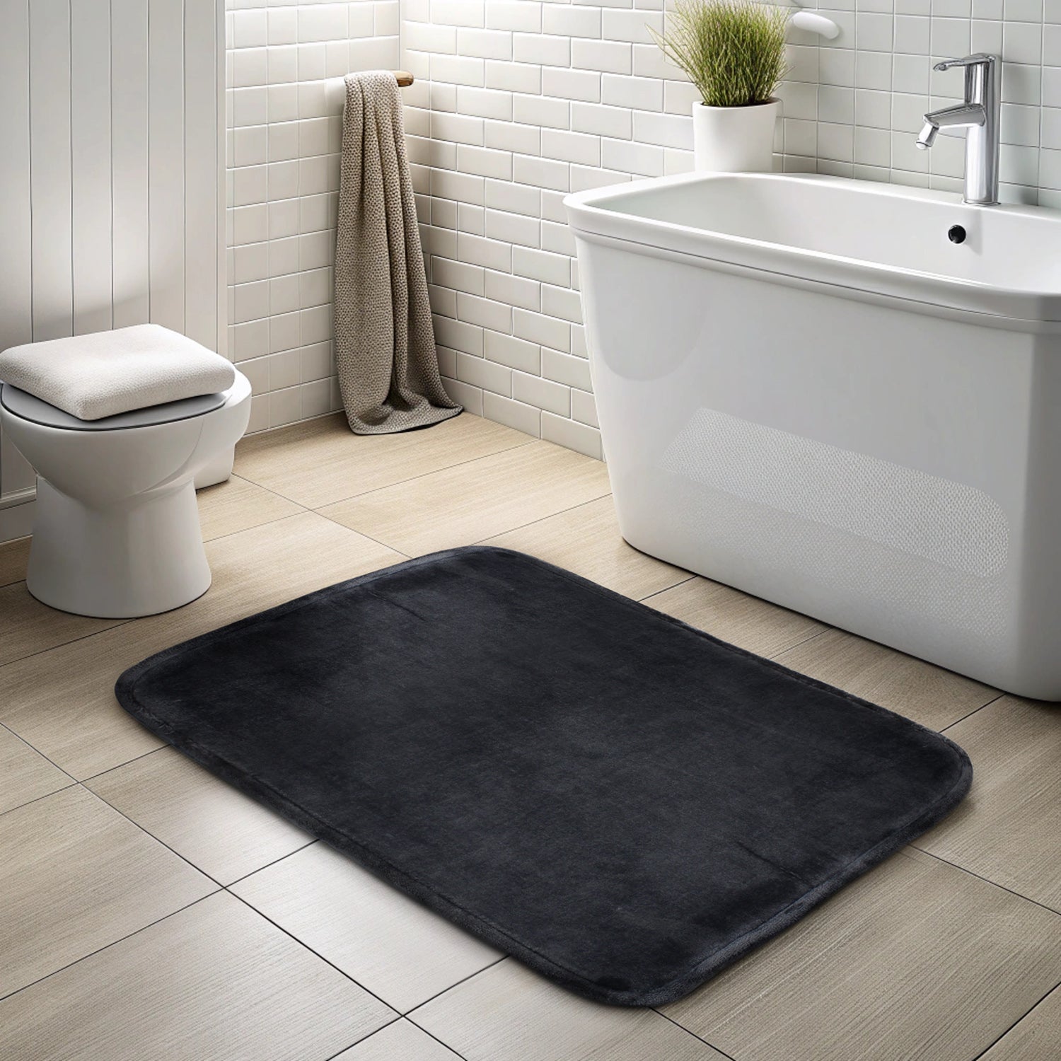 Alfombra de Baño Nautica flannel 50x80cm absorbente gris oscuro