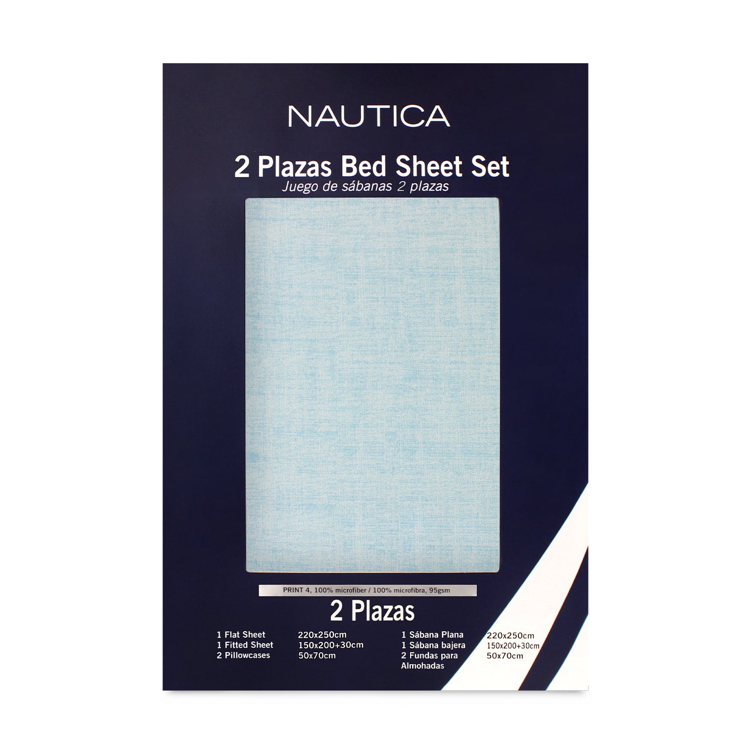 Juego de sábanas Nautica 4 piezas microfibra 2 plazas tonos celeste