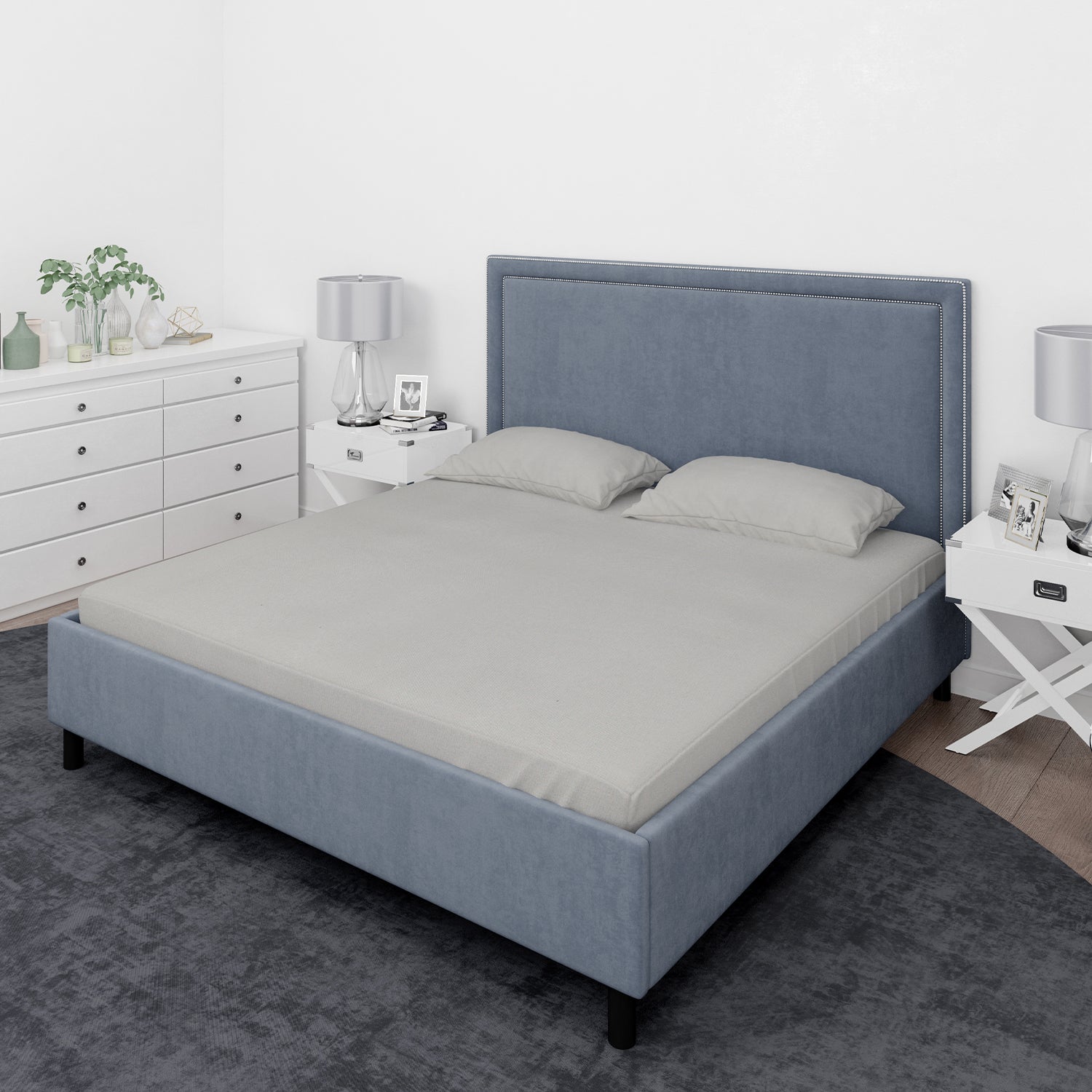 Juego de sábanas Nautica 4 piezas microfibra 2 plazas gris claro