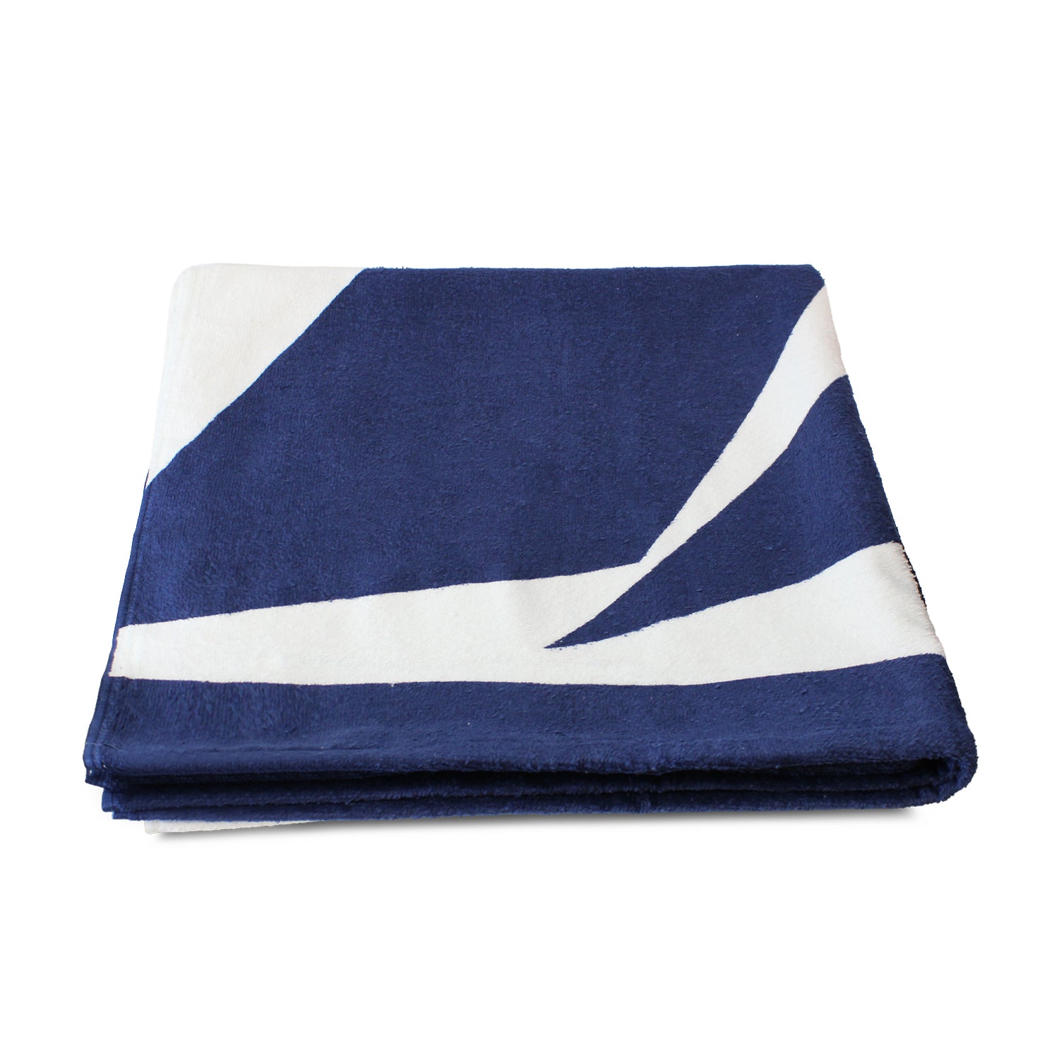 Toalla de playa Nautica 100% Algodón 160x80 blanco y azul marino