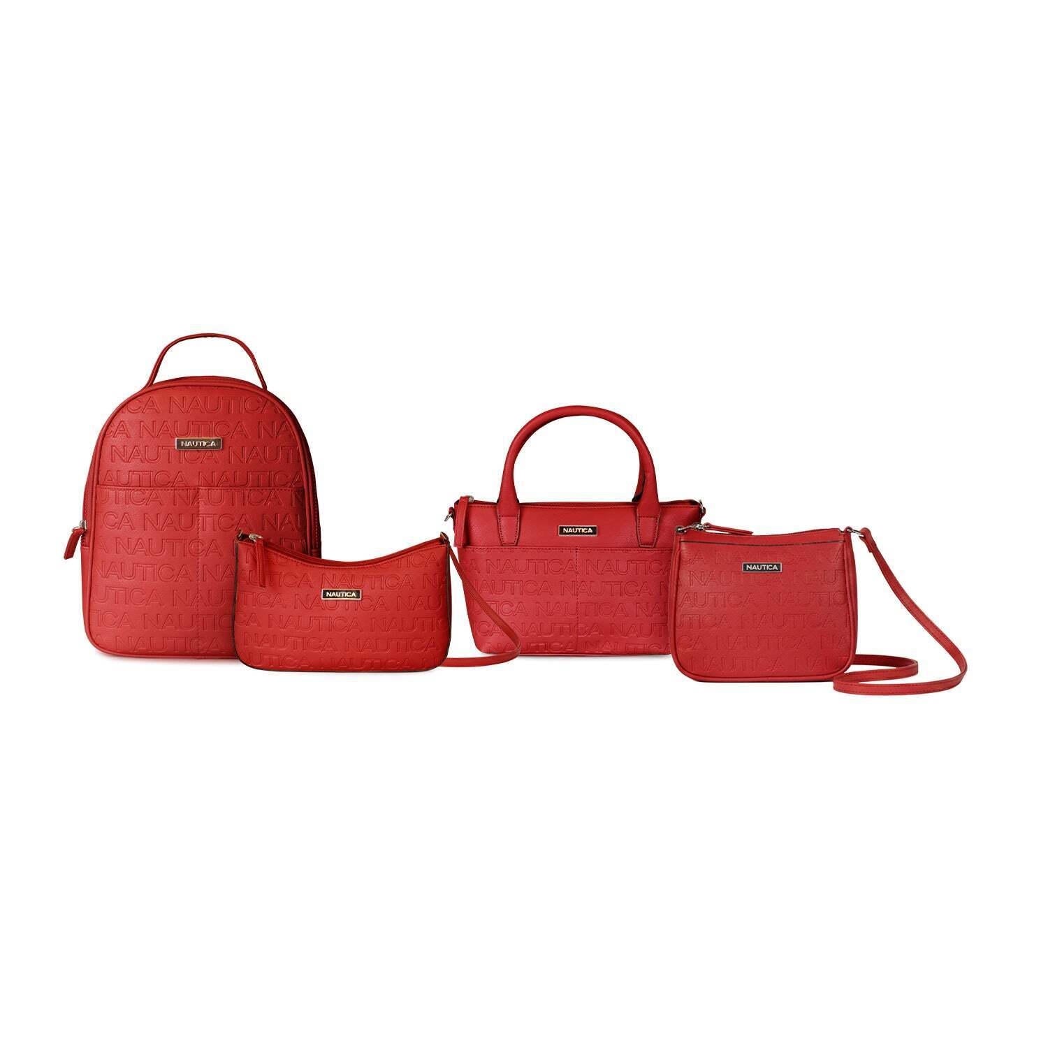 Pack de 4 Nautica Mochila + bandolera + Cartera + Bolso tipo cartera - Rojo