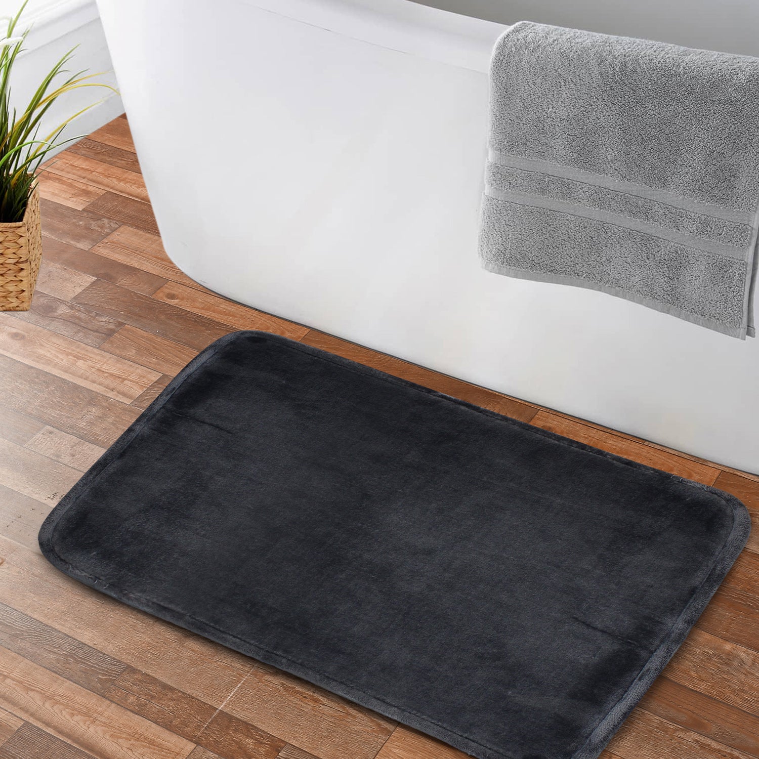 Alfombra de Baño Nautica flannel 40x60cm antideslizante gris oscuro