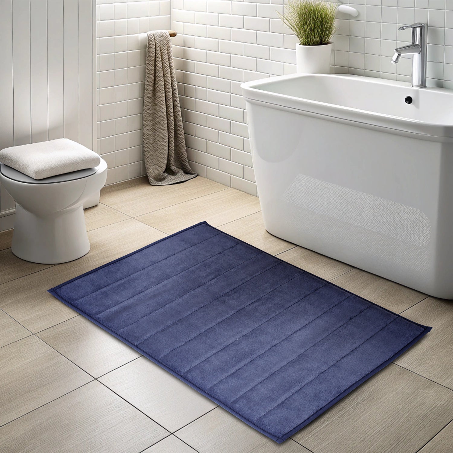 Alfombra de baño Nautica 50x80cm coralina ultra suave azul