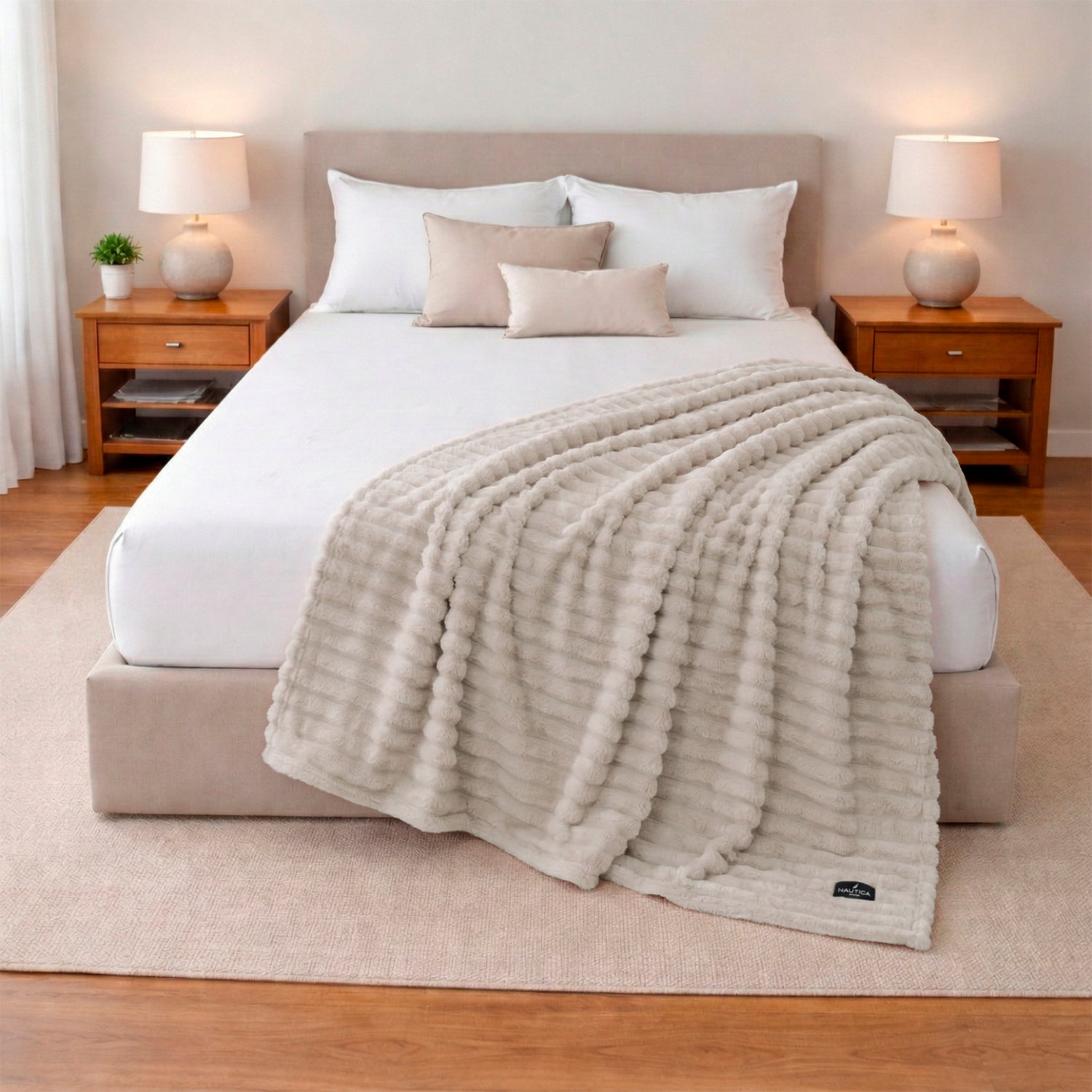Manta de cama Nautica Home Jacquard Franela ultrasuave 127x152cm