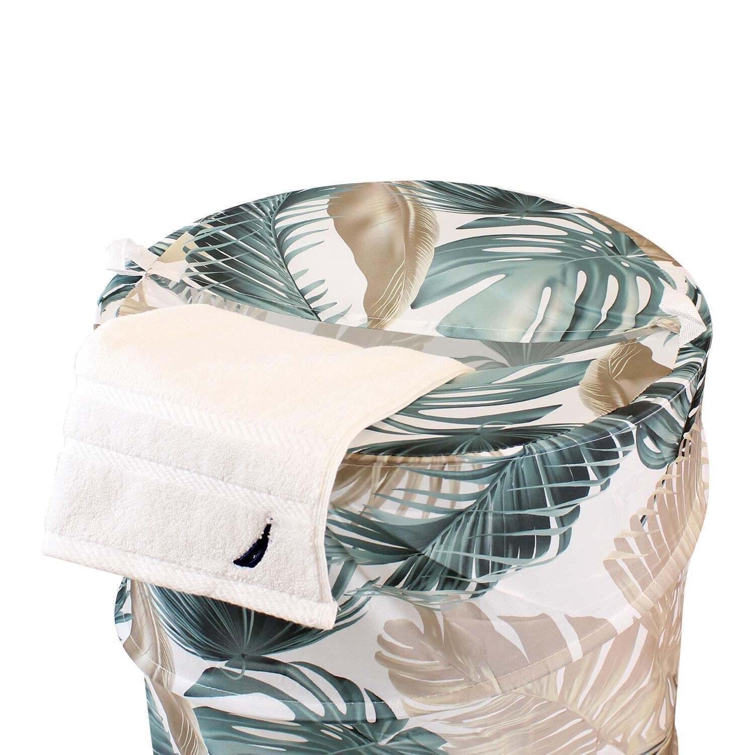 Cesto ropa plegable hojas tropicales