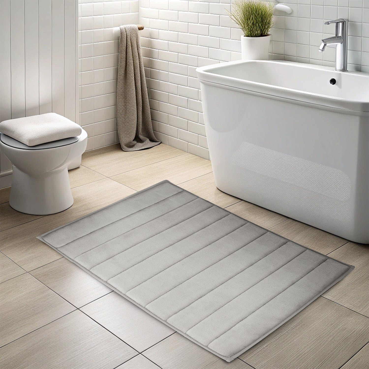 Alfombra de baño Nautica 50x80cm coralina ultra suave gris