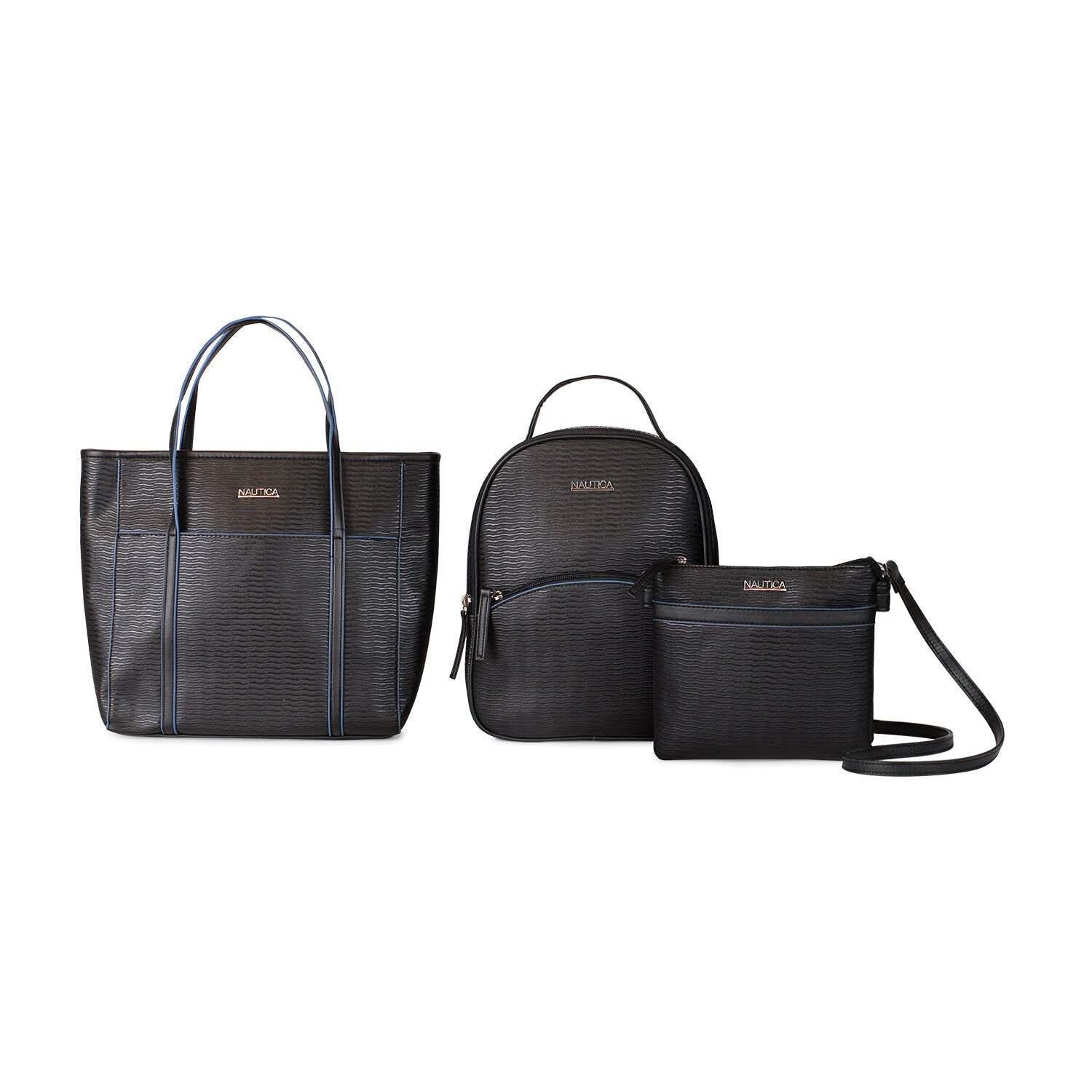 Pack Nautica Mochila Queen + bandolera Princess + Cartera Lady - Negro