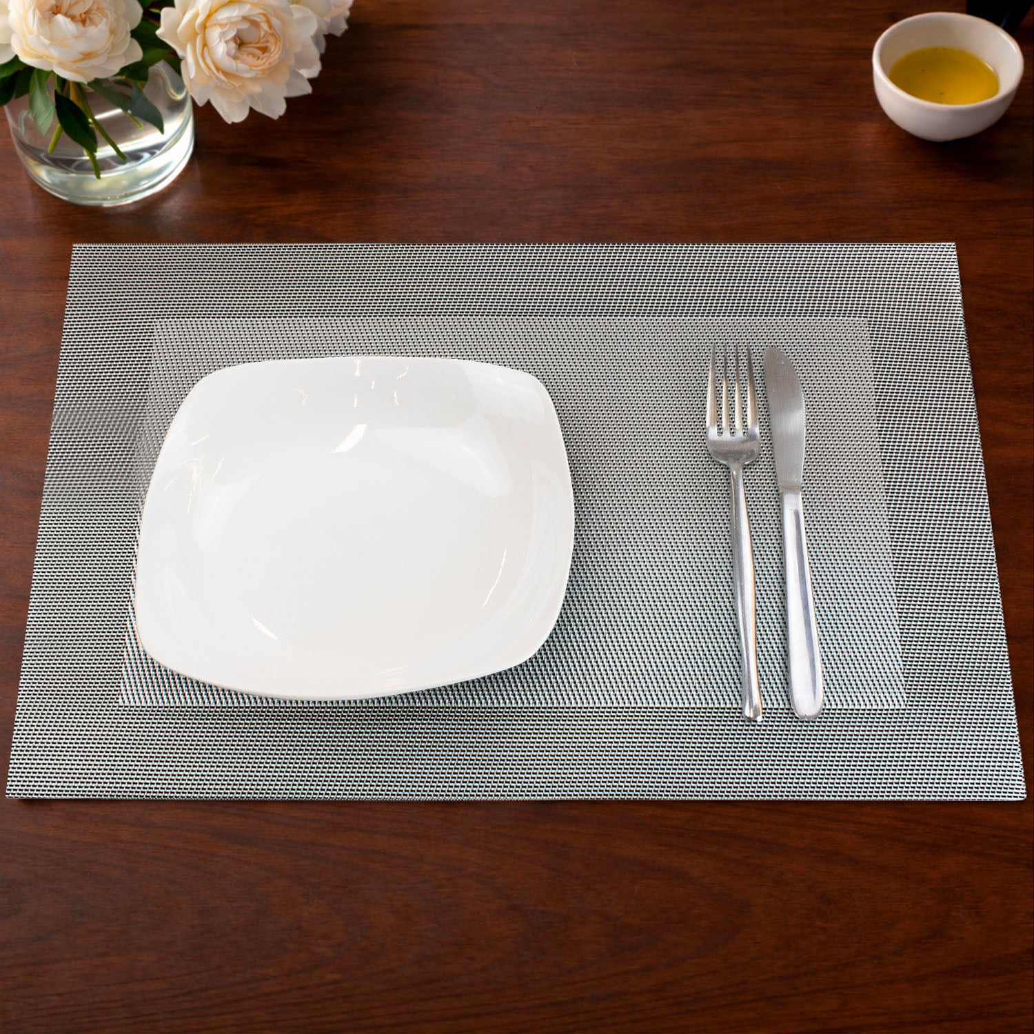 Individual de mesa 45x30cm plateado