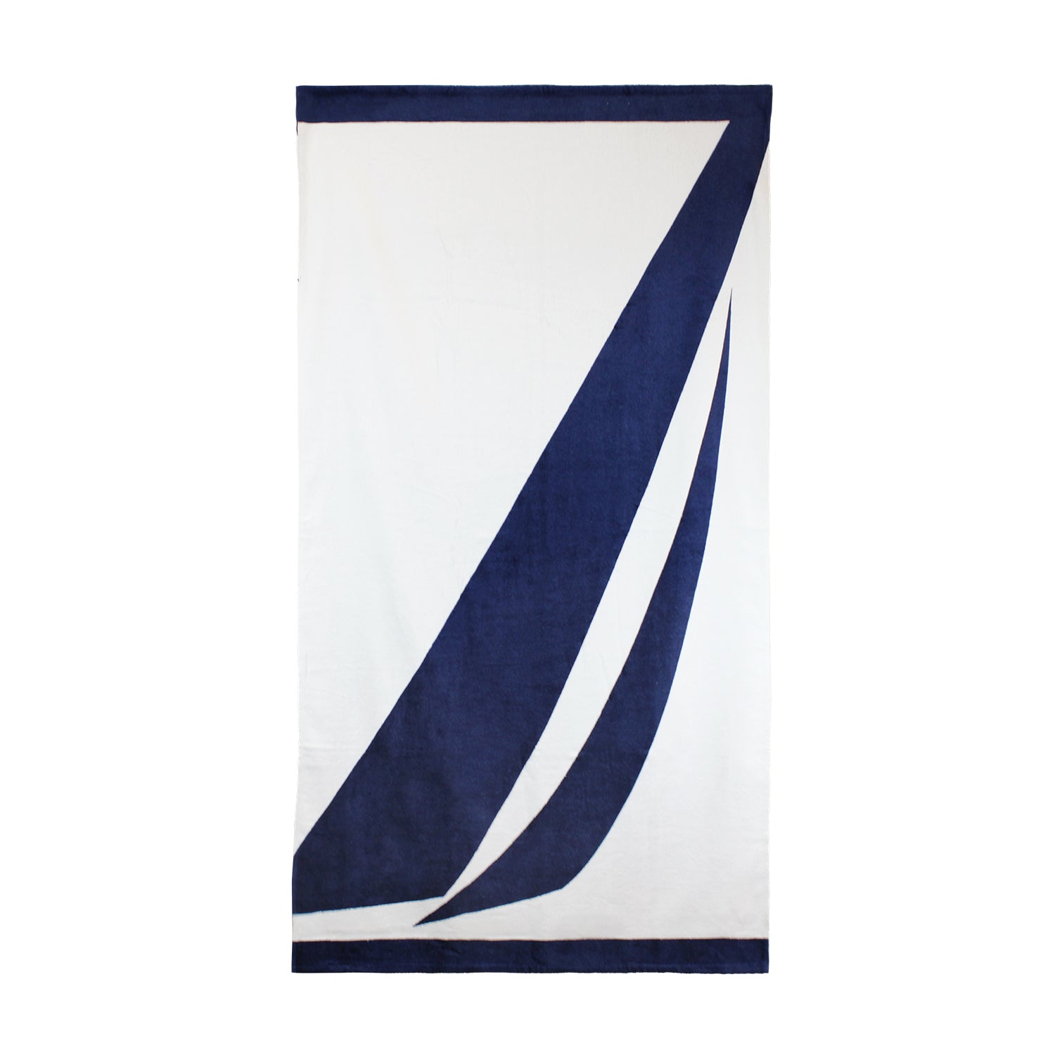 Toalla de playa Nautica 100% Algodón 160x80 blanco y azul marino