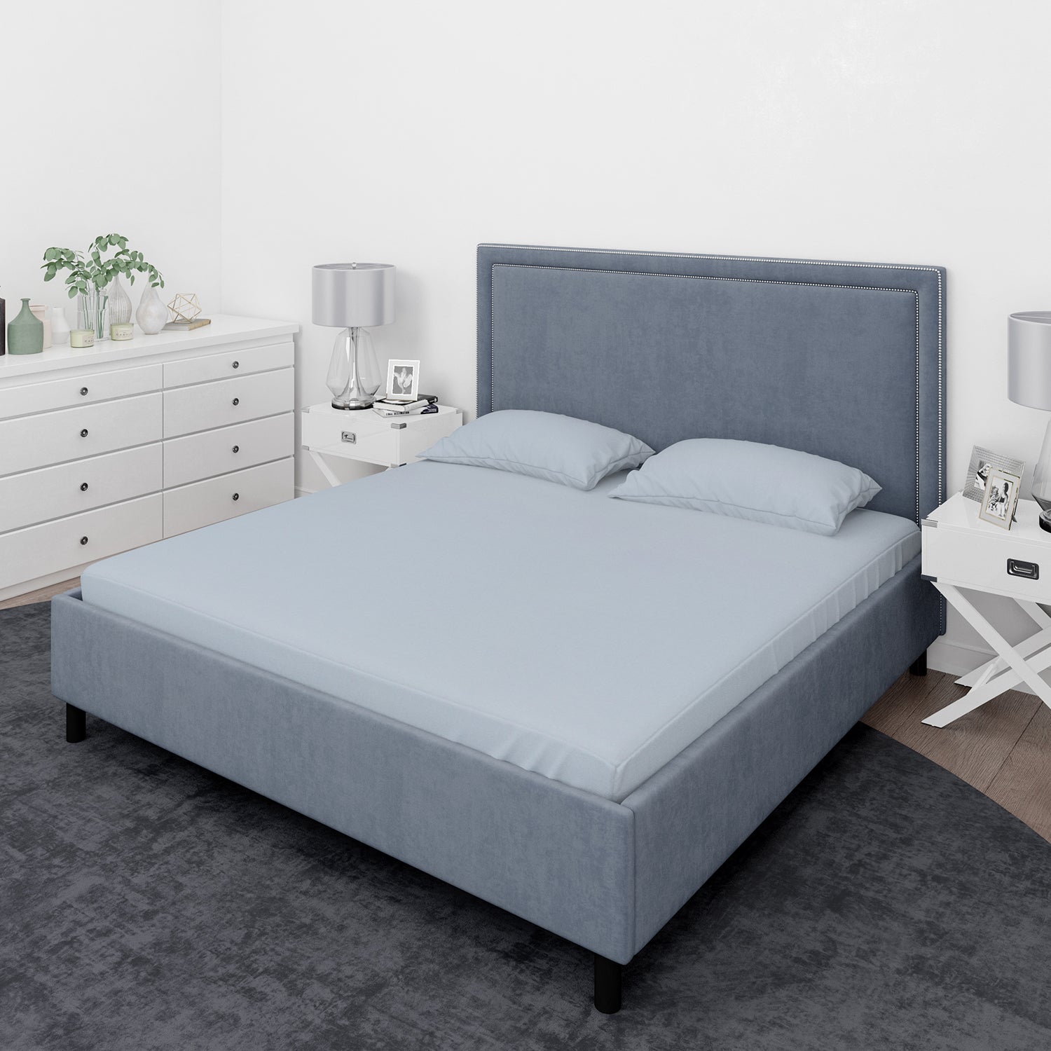 Juego de sábanas Nautica 4 piezas microfibra 2 plazas celeste