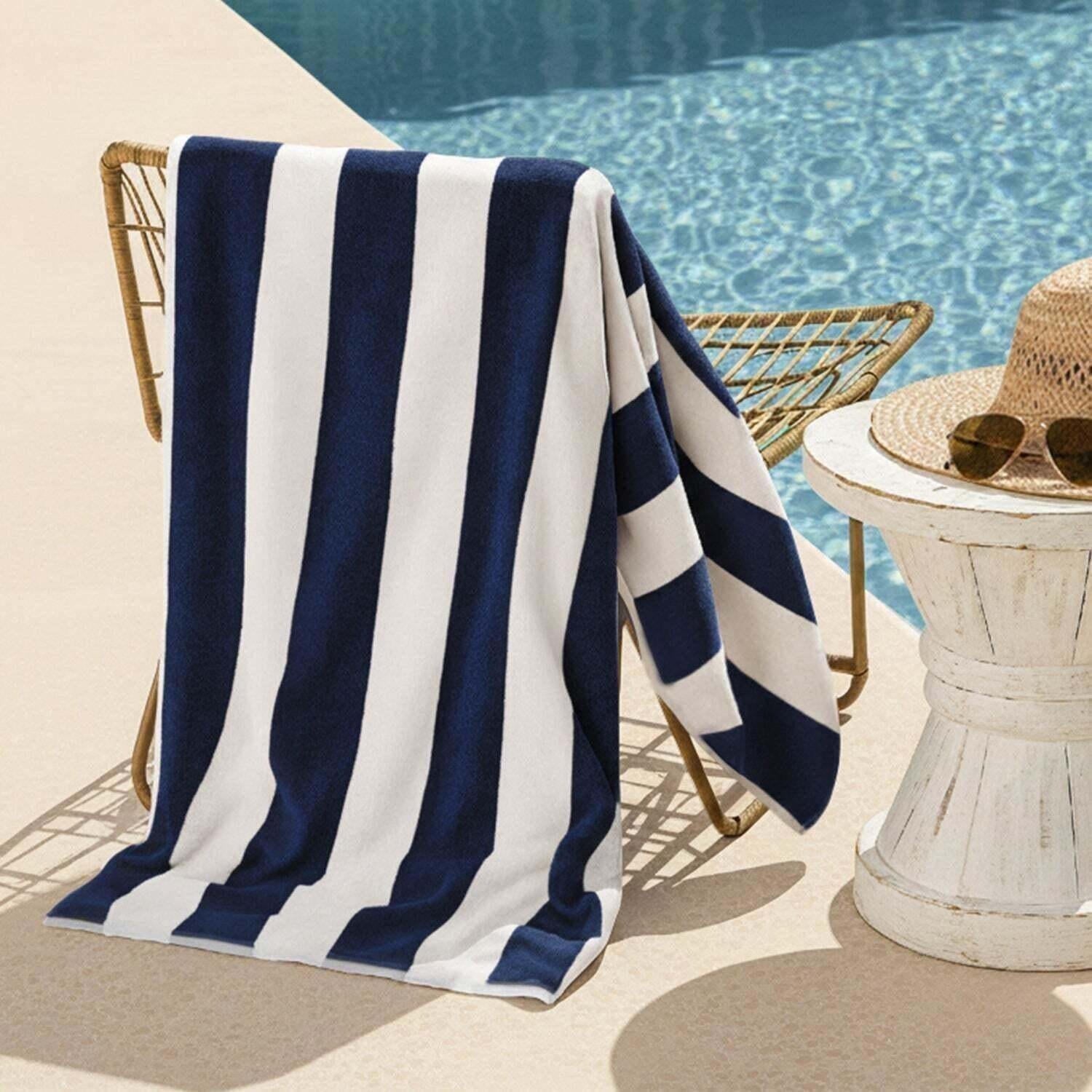 Toalla de playa Rayas azul marino