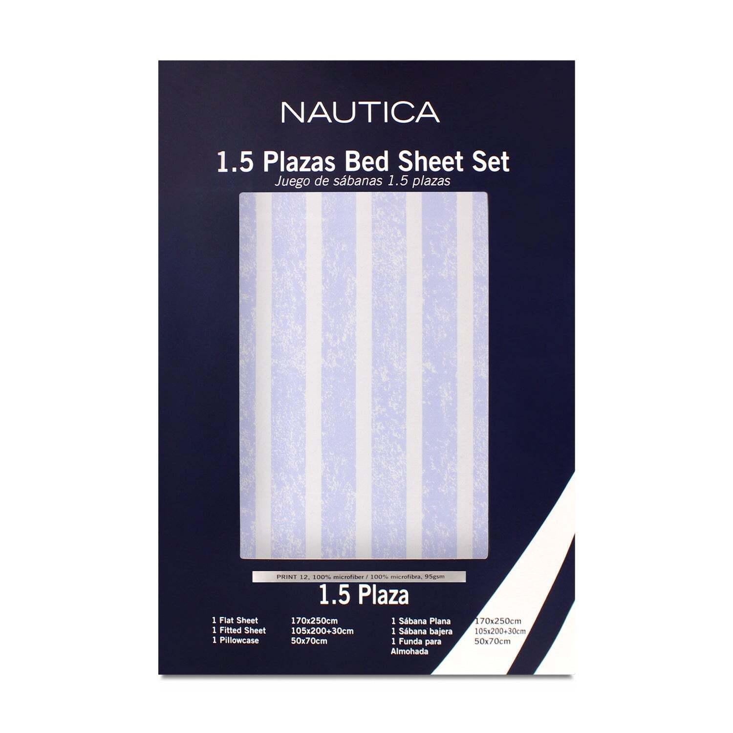 Juego de sábanas 3 piezas 1,5 plazas líneas celeste