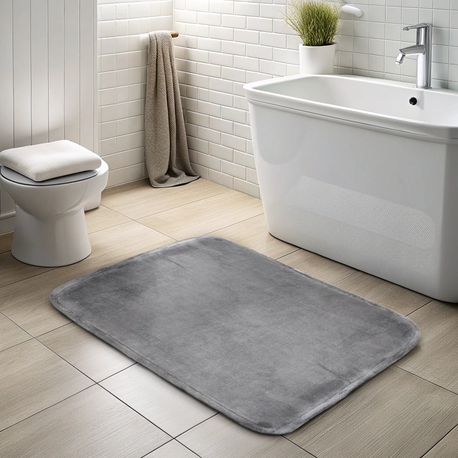 Alfombra de Baño Nautica flannel 50x80cm absorbente gris