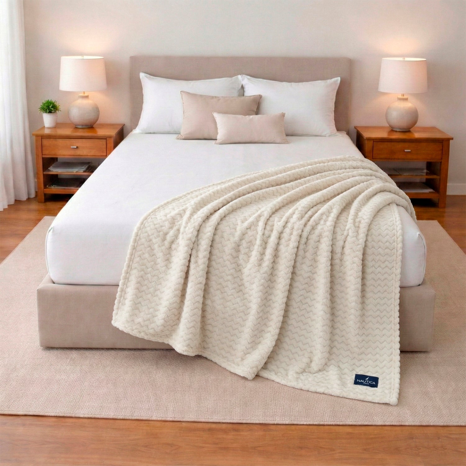 Pack 2 Mantas de Cama Nautica Home Jacquard Franela suave 127x178cm
