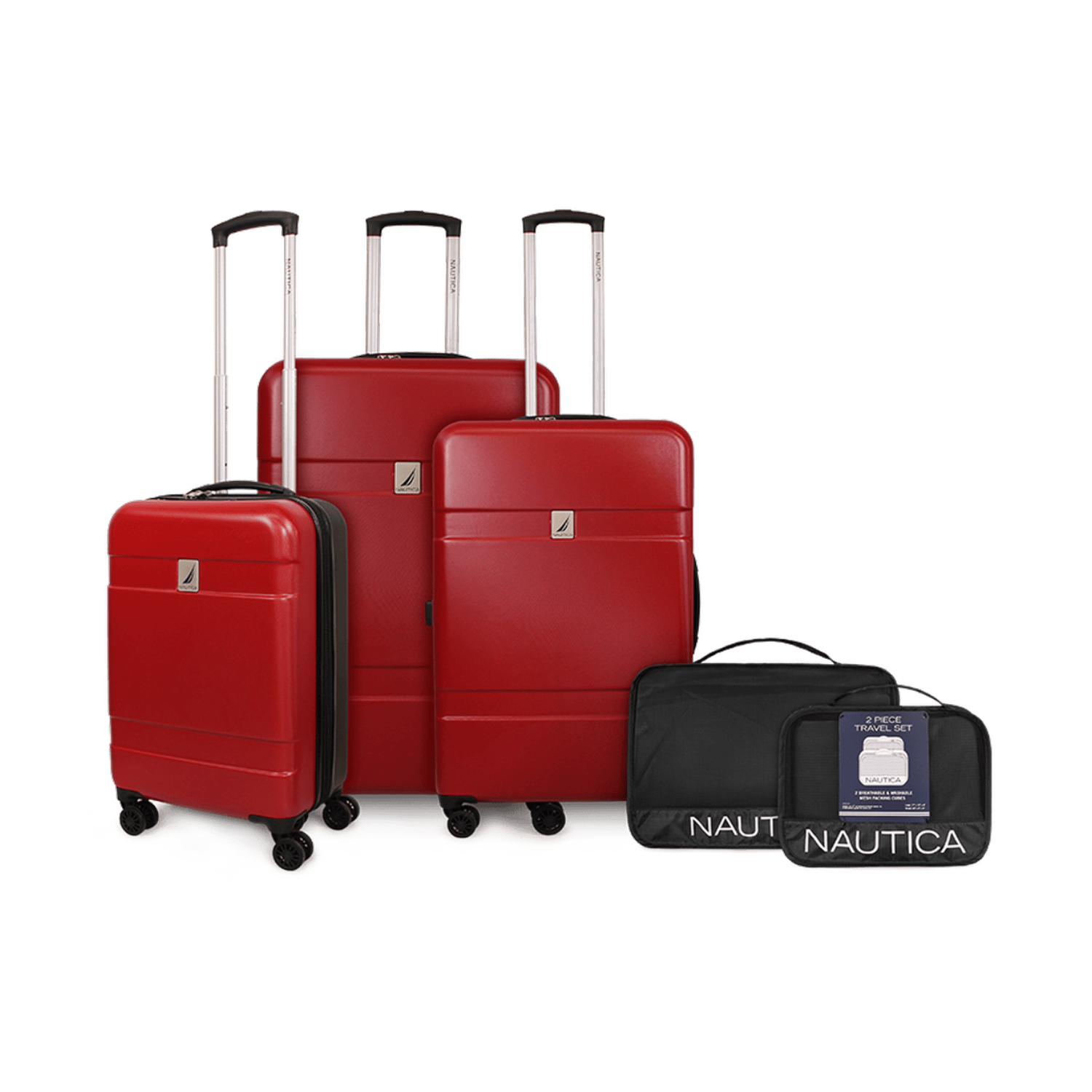 Set 3 Maletas Bora S+M+L roja + Organizador Nautica - Rojo