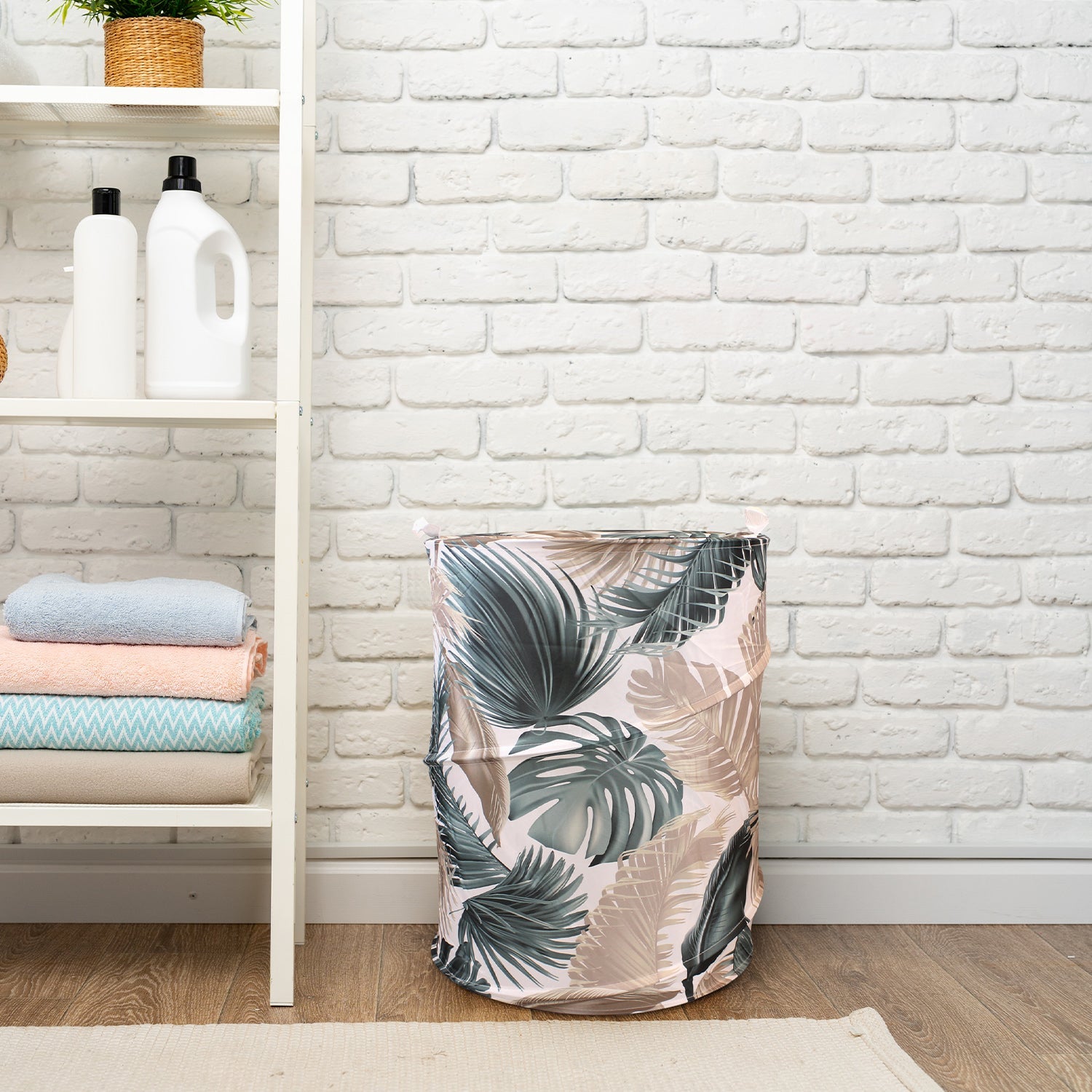 Cesto ropa plegable hojas tropicales