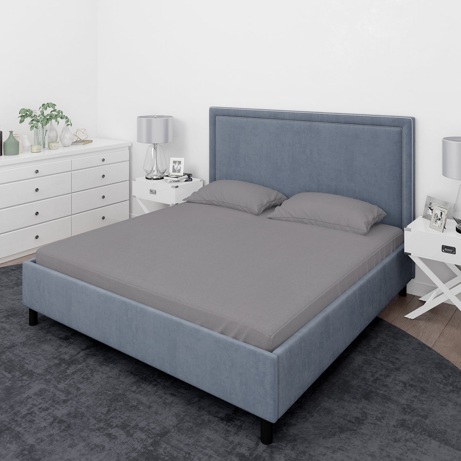 Juego de sábanas Nautica 4 piezas microfibra 2 plazas plomo