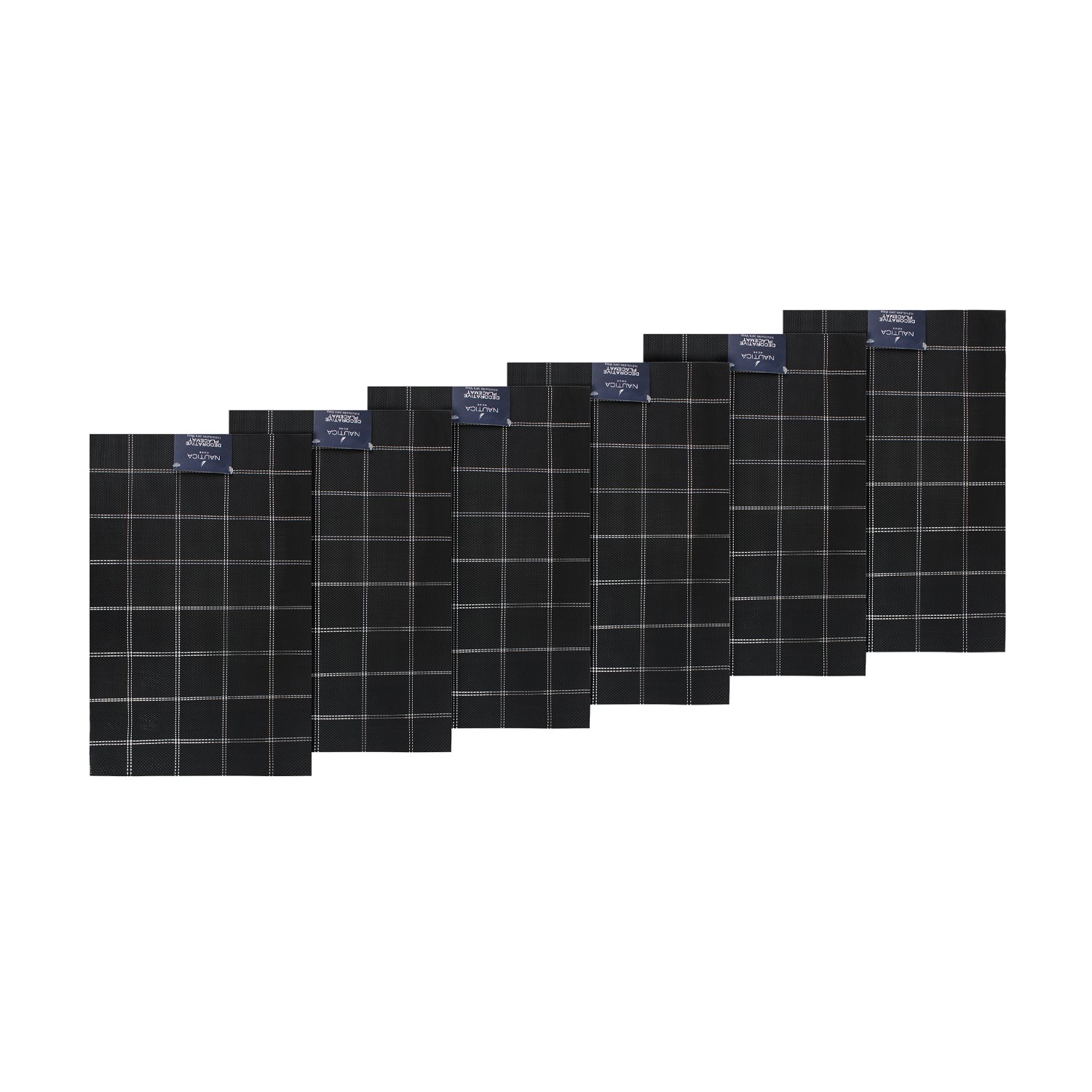 Pack 6 Individuales de mesa Nautica Home 45x30cm negro a cuadros