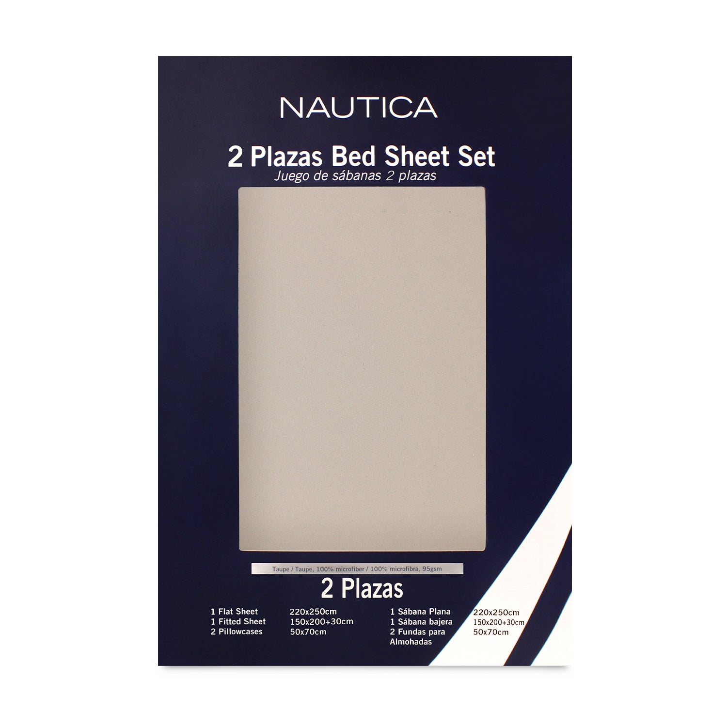 Juego de sábanas Nautica 4 piezas microfibra 2 plazas beige