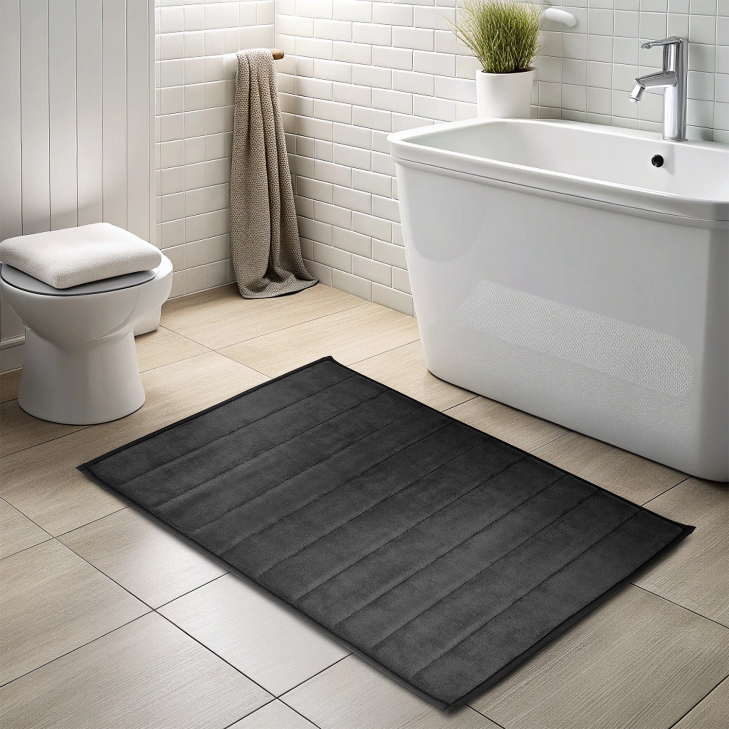 Alfombra de baño Nautica 50x80cm coralina ultra suave negro