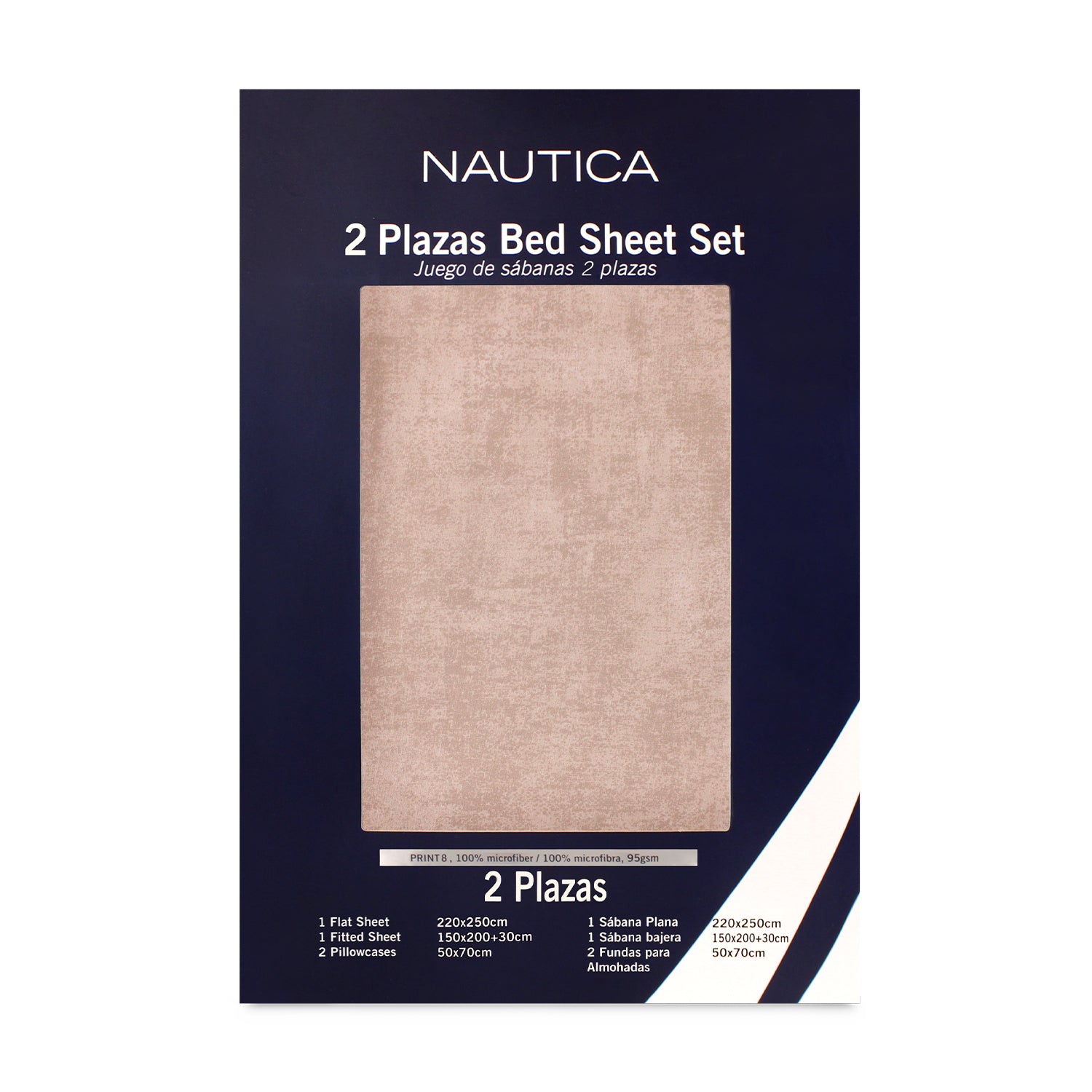 Juego de sábanas Nautica 4 piezas microfibra 2 plazas café claro