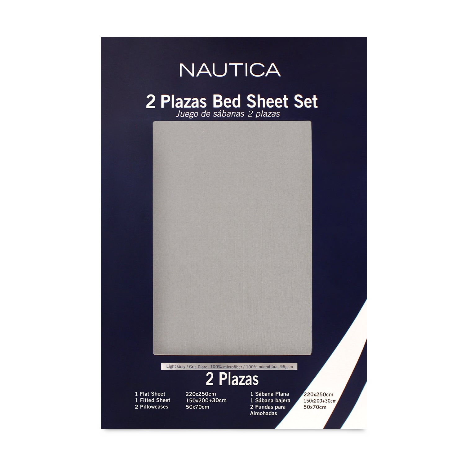 Juego de sábanas Nautica 4 piezas microfibra 2 plazas gris claro