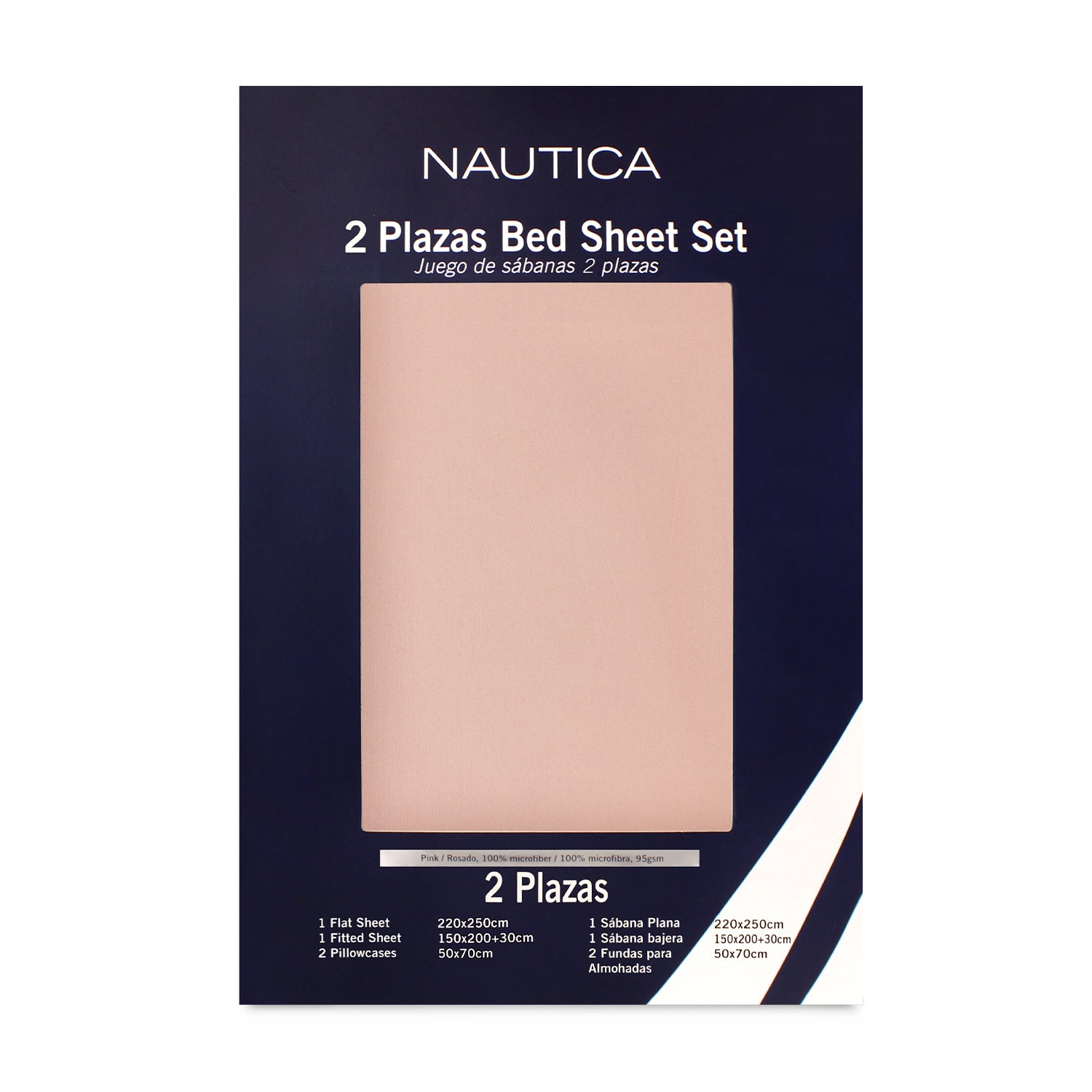 Juego de sábanas Nautica 4 piezas microfibra 2 plazas rosado