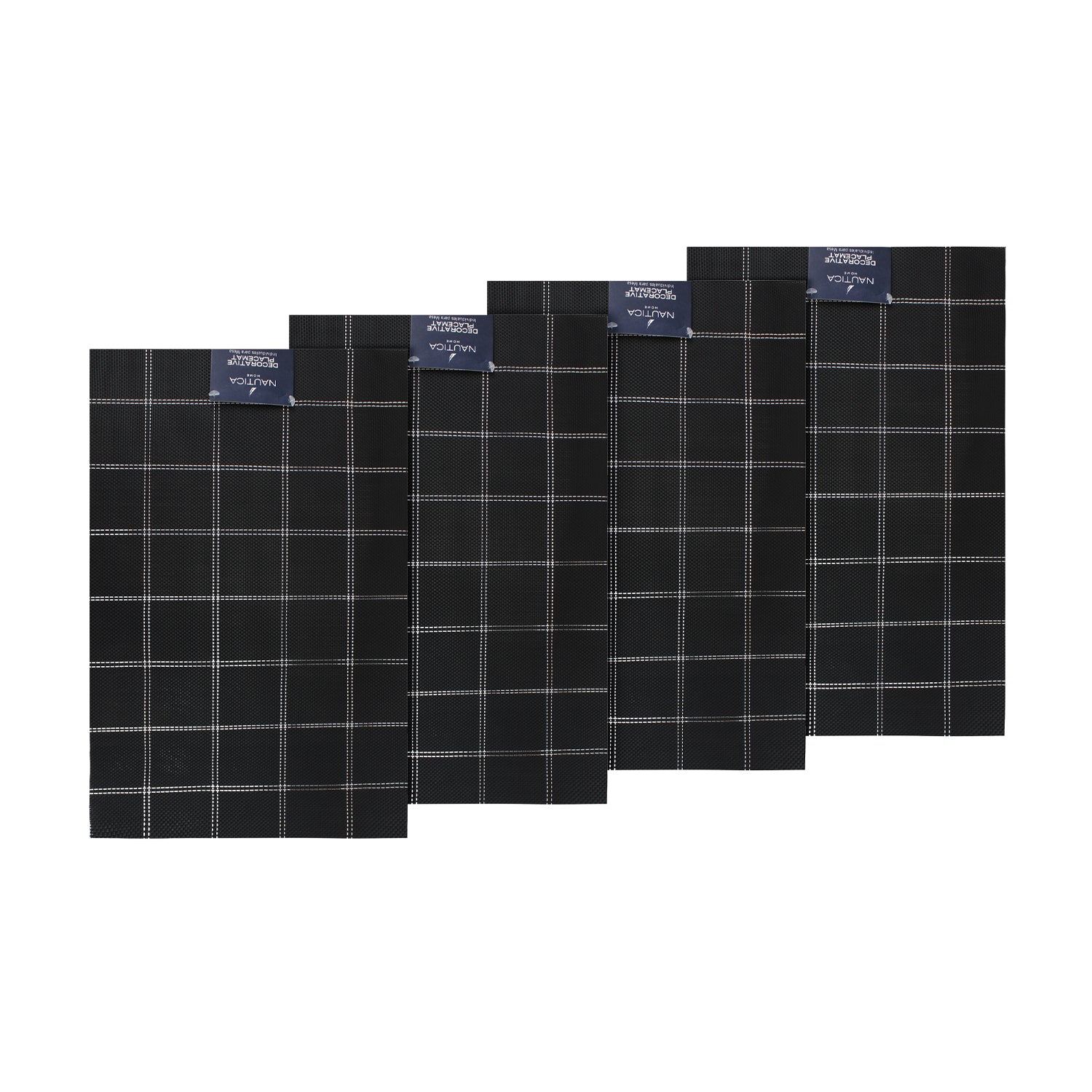 Pack 4 Individuales de mesa Nautica Home 45x30cm negro a cuadros
