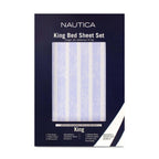 Juego de sábanas 4 piezas king líneas celeste