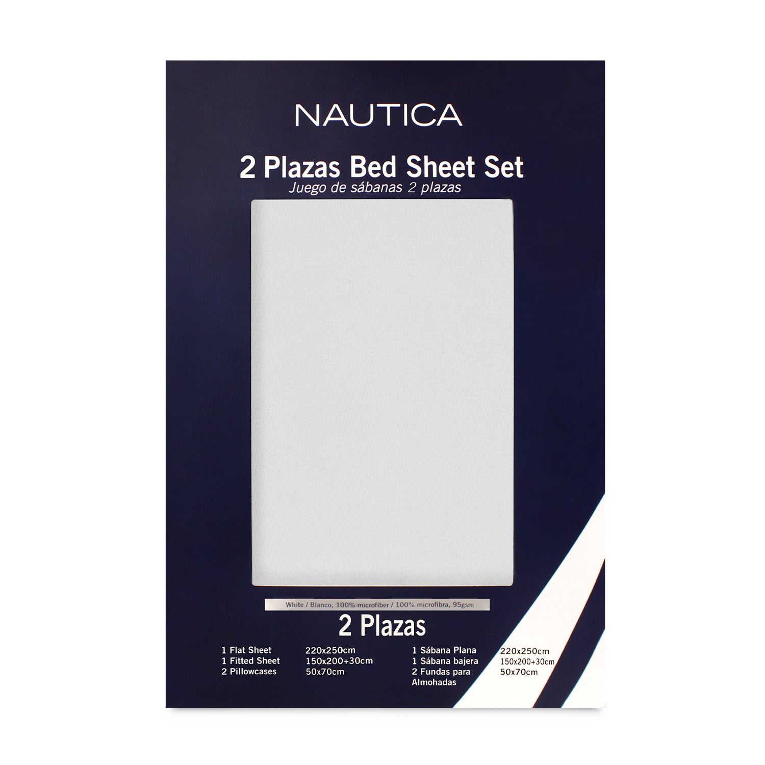 Juego de sábanas Nautica 4 piezas microfibra 2 plazas blanca