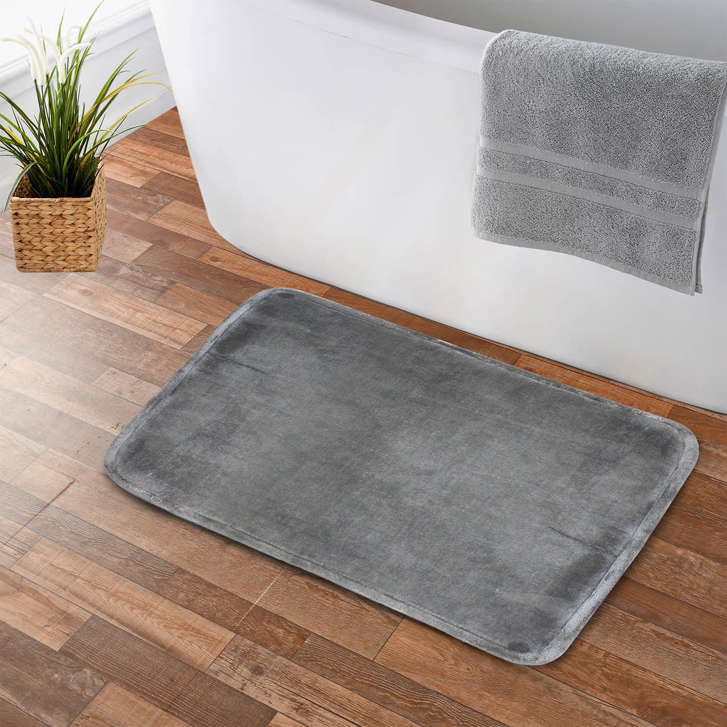 Alfombra de Baño Nautica flannel 40x60cm antideslizante gris