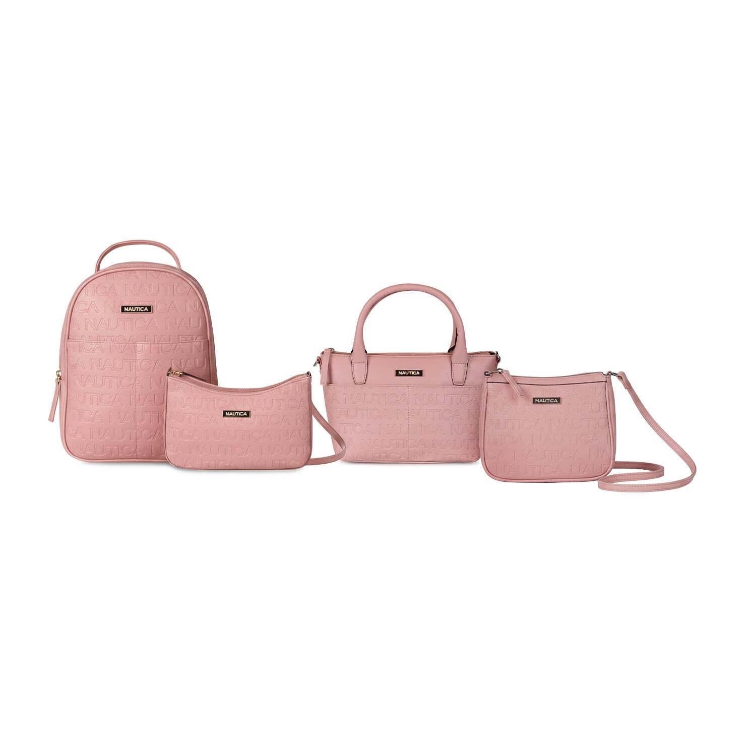 Pack de 4 Nautica Mochila + bandolera + Cartera + Bolso tipo cartera - Rosado