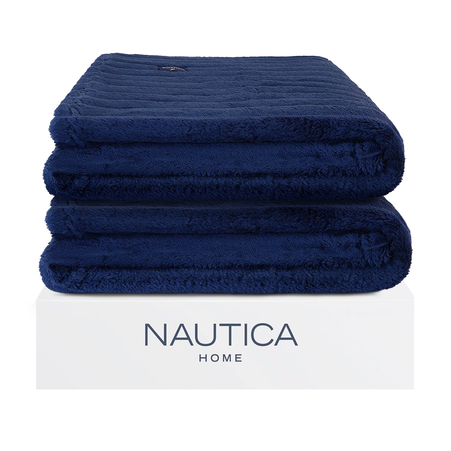 Pack 2 Mantas de cama Nautica Home Jacquard Franela ultrasuave 127x178cm azul